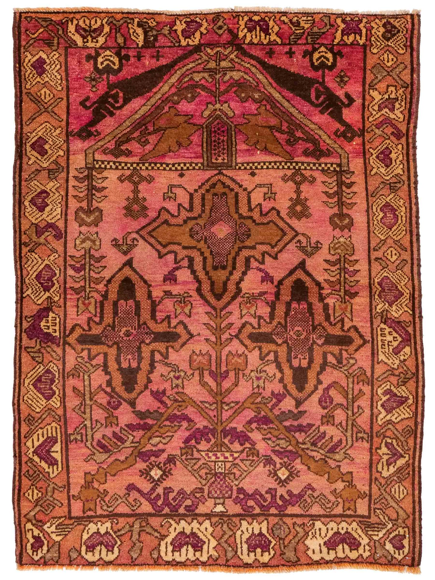 Antiker, handgeknüpfter, afghanischer Belutsch Nomadenteppich aus Wolle von Khademi. Größe: 130 x 92 cm. Farbe: Rot. Verkauf durch JUPITER Intl.