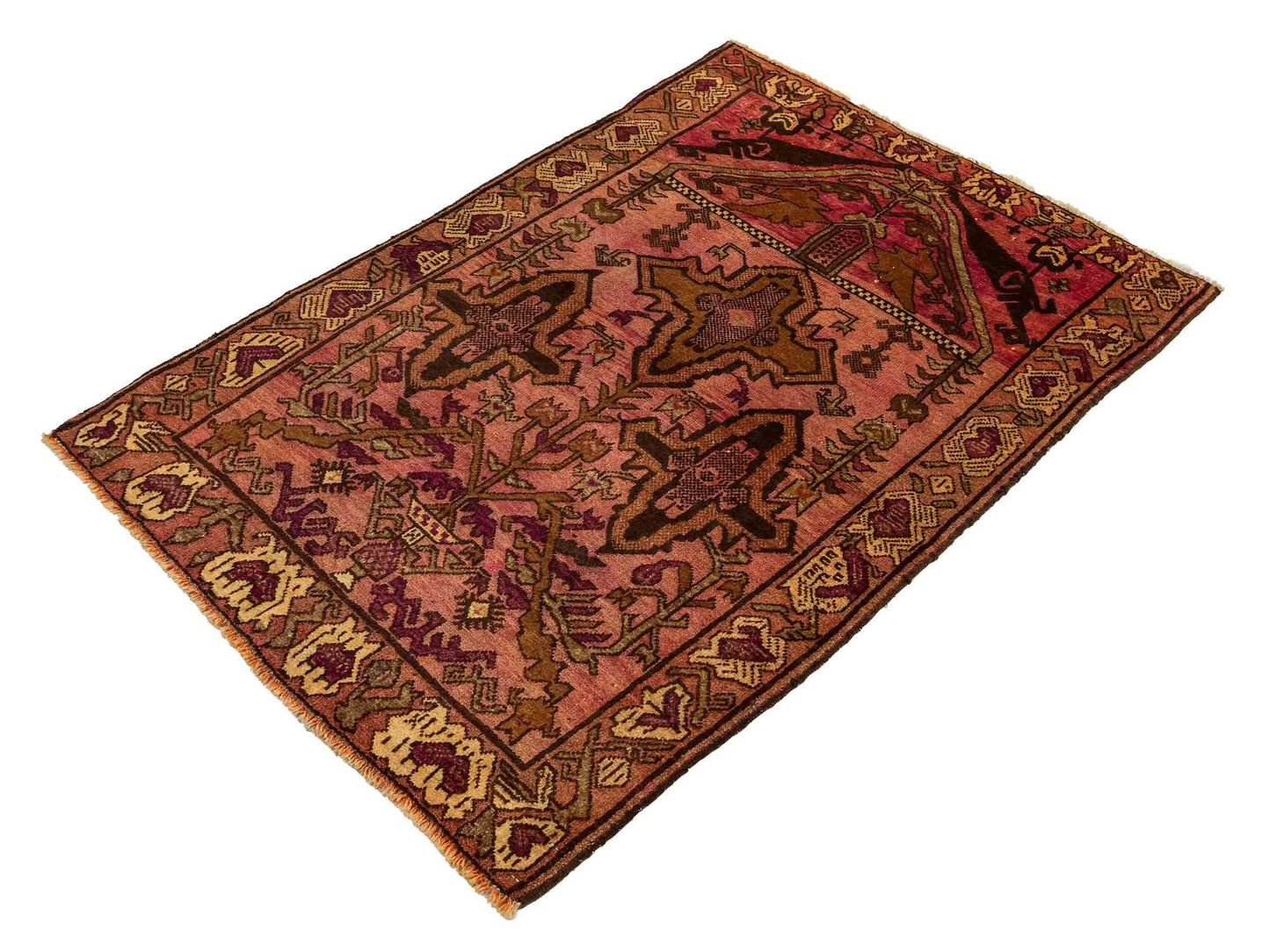 Antiker, handgeknüpfter, afghanischer Belutsch Nomadenteppich aus Wolle von Khademi. Größe: 130 x 92 cm. Farbe: Rot. Verkauf durch JUPITER Intl.