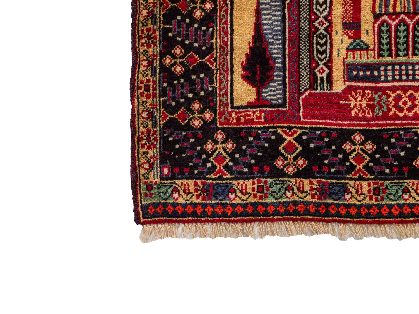 Antiker, handgeknüpfter, afghanischer Belutsch Nomadenteppich aus Wolle von Khademi. Größe: 136 x 87 cm. Farbe: Beige, rot, blau. Verkauf durch JUPITER Intl.