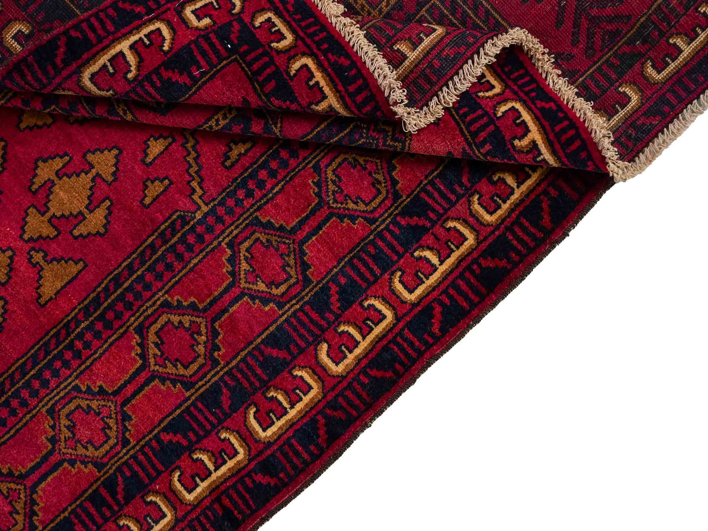 Antiker, handgeknüpfter, afghanischer Belutsch Nomadenteppich aus Wolle von Khademi. Größe: 142 x 87 cm. Farbe: Rot. Verkauf durch JUPITER Intl.