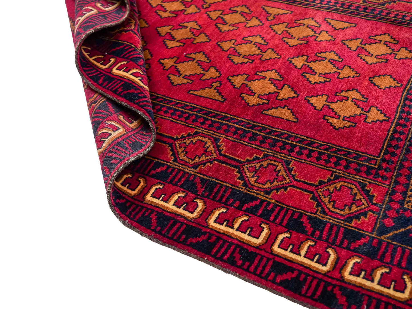 Antiker, handgeknüpfter, afghanischer Belutsch Nomadenteppich aus Wolle von Khademi. Größe: 142 x 87 cm. Farbe: Rot. Verkauf durch JUPITER Intl.