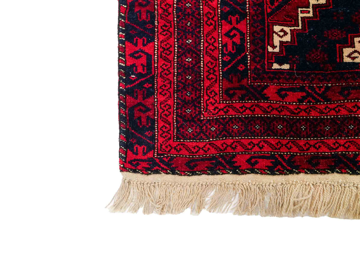 Handgeknüpfter, afghanischer Belutsch Nomadenteppich aus Wolle von Khademi. Größe: 173 x 117 cm. Farbe: Rot, blau. Verkauf durch JUPITER Intl.