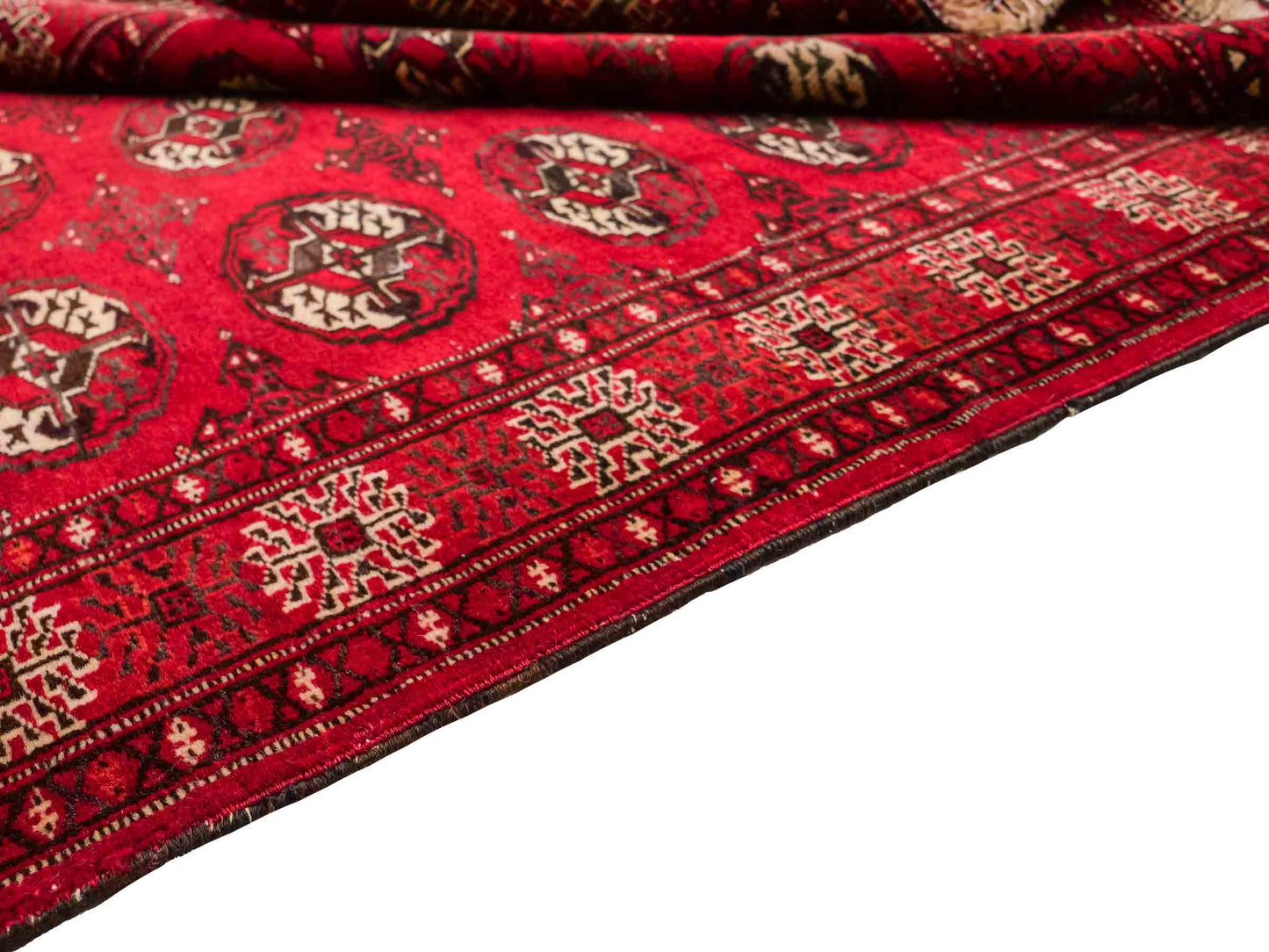 Handgeknüpfter, afghanischer Turkaman Nomadenteppich aus Wolle von Khademi. Größe: 152 x 118 cm. Farbe: Rot. Verkauf durch JUPITER Intl.