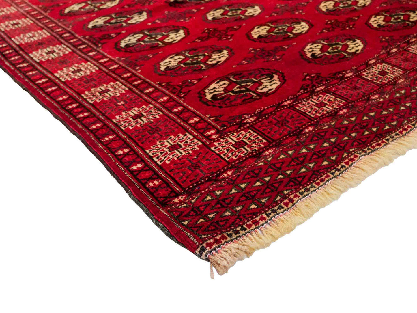 Handgeknüpfter, afghanischer Turkaman Nomadenteppich aus Wolle von Khademi. Größe: 152 x 118 cm. Farbe: Rot. Verkauf durch JUPITER Intl.