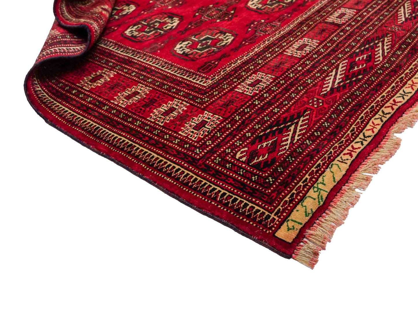 Handgeknüpfter, afghanischer Turkaman Nomadenteppich aus Wolle von Khademi. Größe: 180 x 130 cm. Farbe: Rot. Verkauf durch JUPITER Intl.