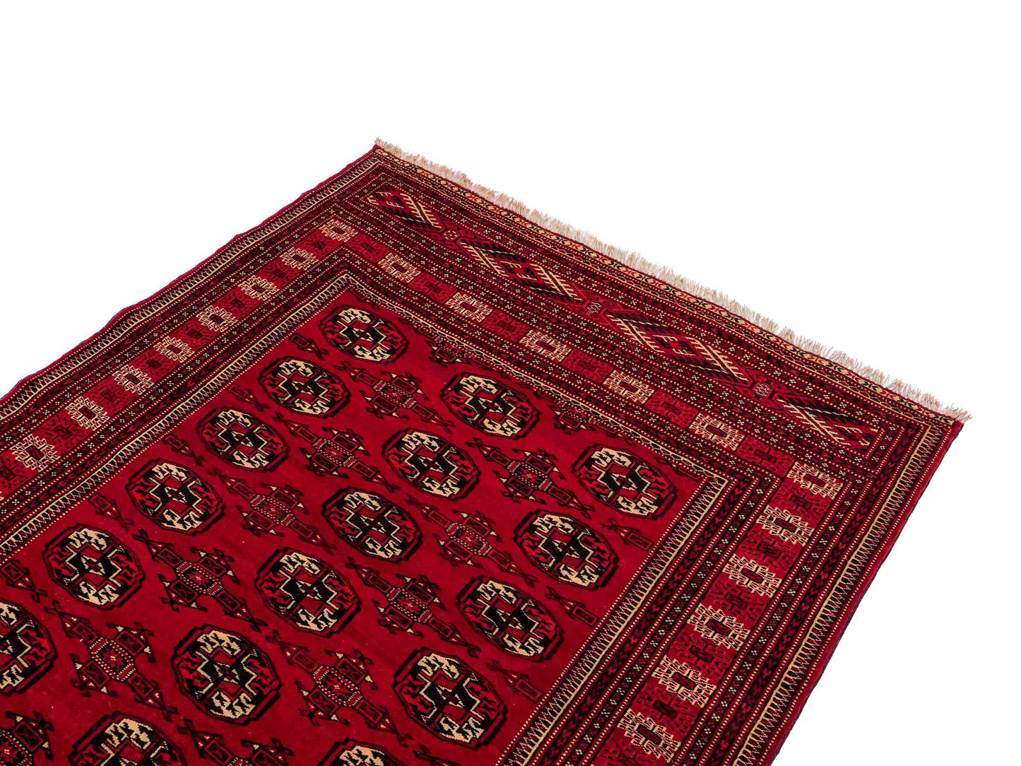 Handgeknüpfter, afghanischer Turkaman Nomadenteppich aus Wolle von Khademi. Größe: 180 x 130 cm. Farbe: Rot. Verkauf durch JUPITER Intl.
