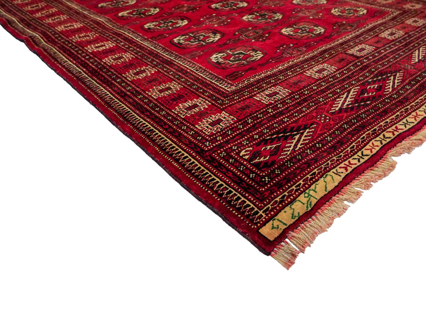 Handgeknüpfter, afghanischer Turkaman Nomadenteppich aus Wolle von Khademi. Größe: 180 x 130 cm. Farbe: Rot. Verkauf durch JUPITER Intl.