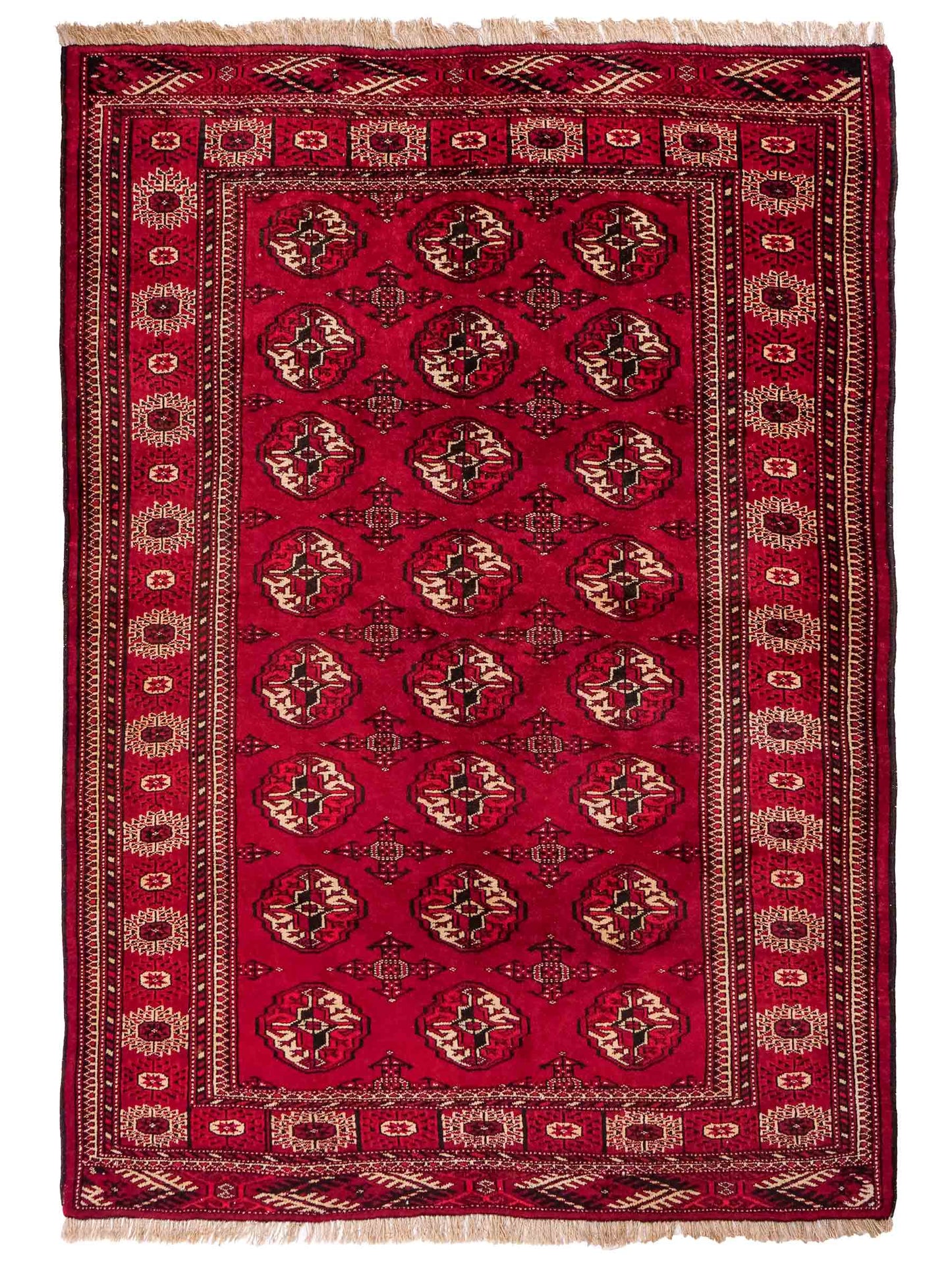 Handgeknüpfter, afghanischer Turkaman Nomadenteppich aus Wolle von Khademi. Größe: 182 x 137 cm. Farbe: Rot. Verkauf durch JUPITER Intl.