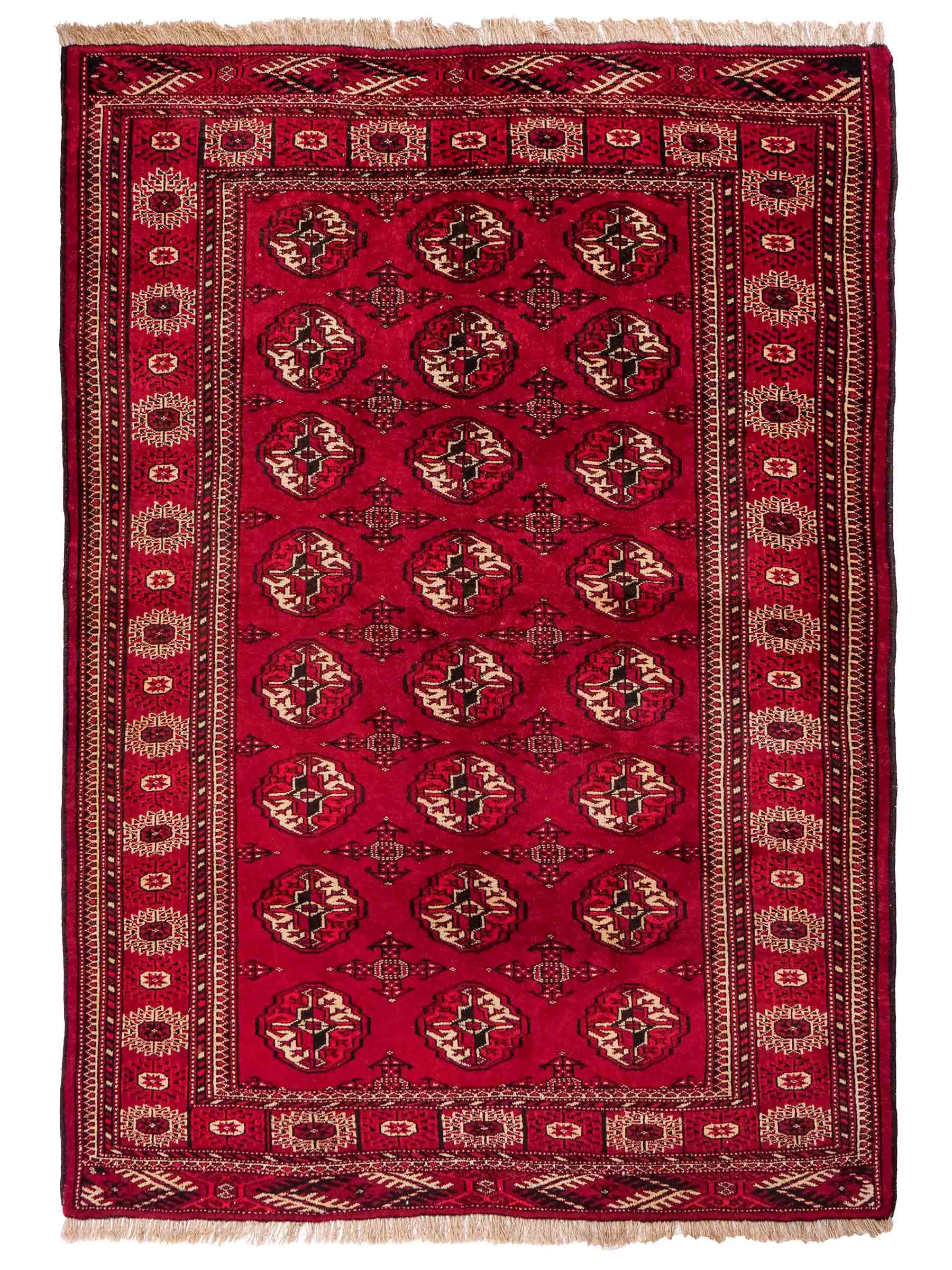 Handgeknüpfter, afghanischer Turkaman Nomadenteppich aus Wolle von Khademi. Größe: 182 x 137 cm. Farbe: Rot. Verkauf durch JUPITER Intl.