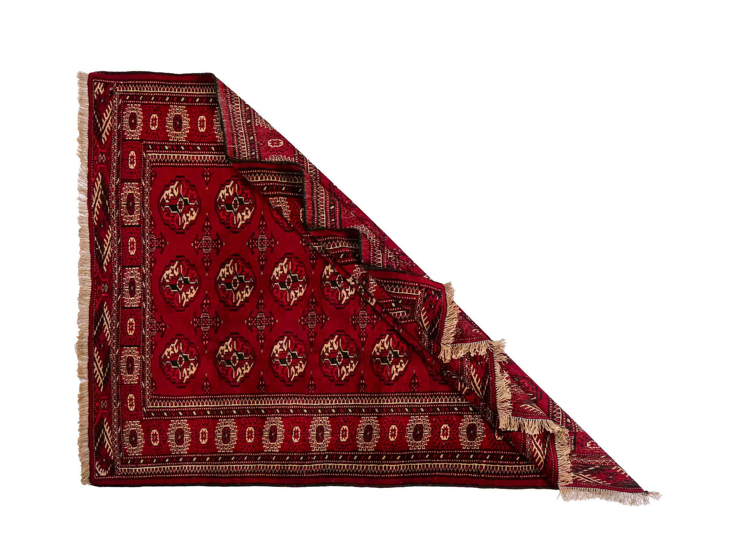 Handgeknüpfter, afghanischer Turkaman Nomadenteppich aus Wolle von Khademi. Größe: 182 x 137 cm. Farbe: Rot. Verkauf durch JUPITER Intl.