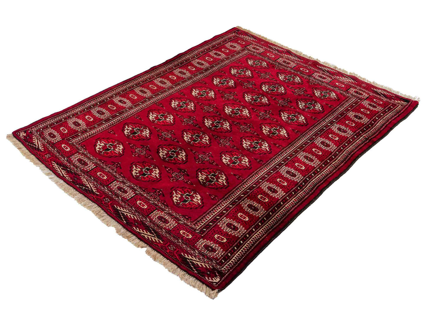 Handgeknüpfter, afghanischer Turkaman Nomadenteppich aus Wolle von Khademi. Größe: 182 x 137 cm. Farbe: Rot. Verkauf durch JUPITER Intl.