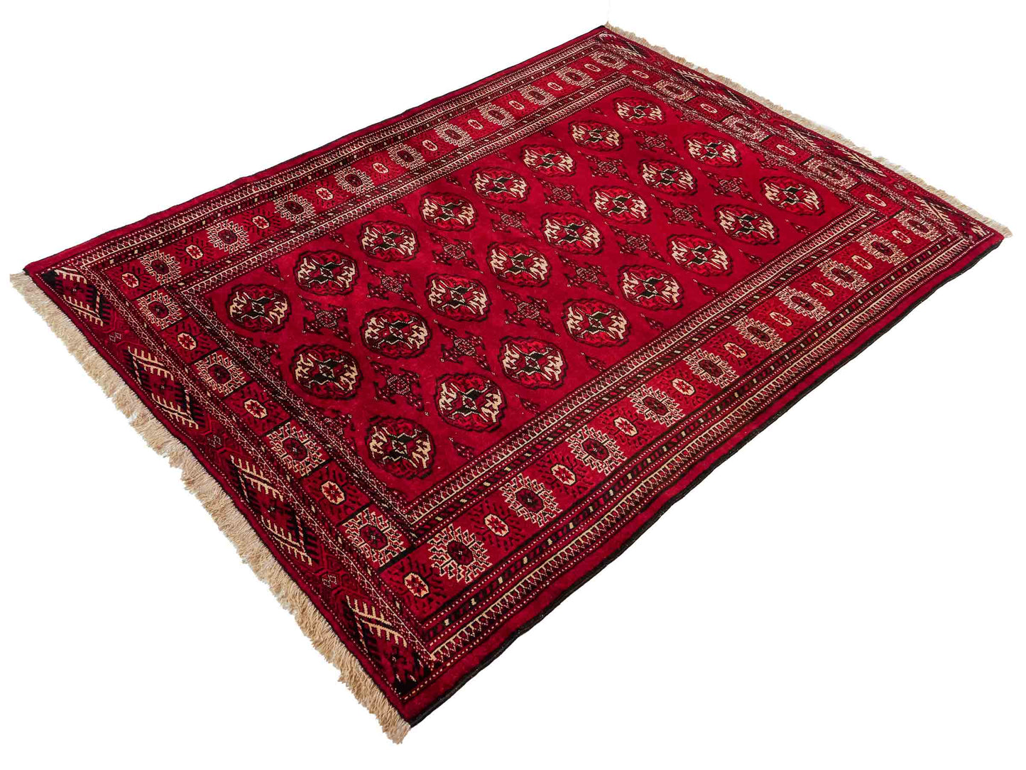 Handgeknüpfter, afghanischer Turkaman Nomadenteppich aus Wolle von Khademi. Größe: 182 x 137 cm. Farbe: Rot. Verkauf durch JUPITER Intl.