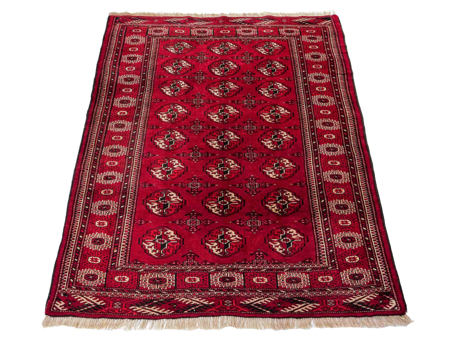 Handgeknüpfter, afghanischer Turkaman Nomadenteppich aus Wolle von Khademi. Größe: 182 x 137 cm. Farbe: Rot. Verkauf durch JUPITER Intl.