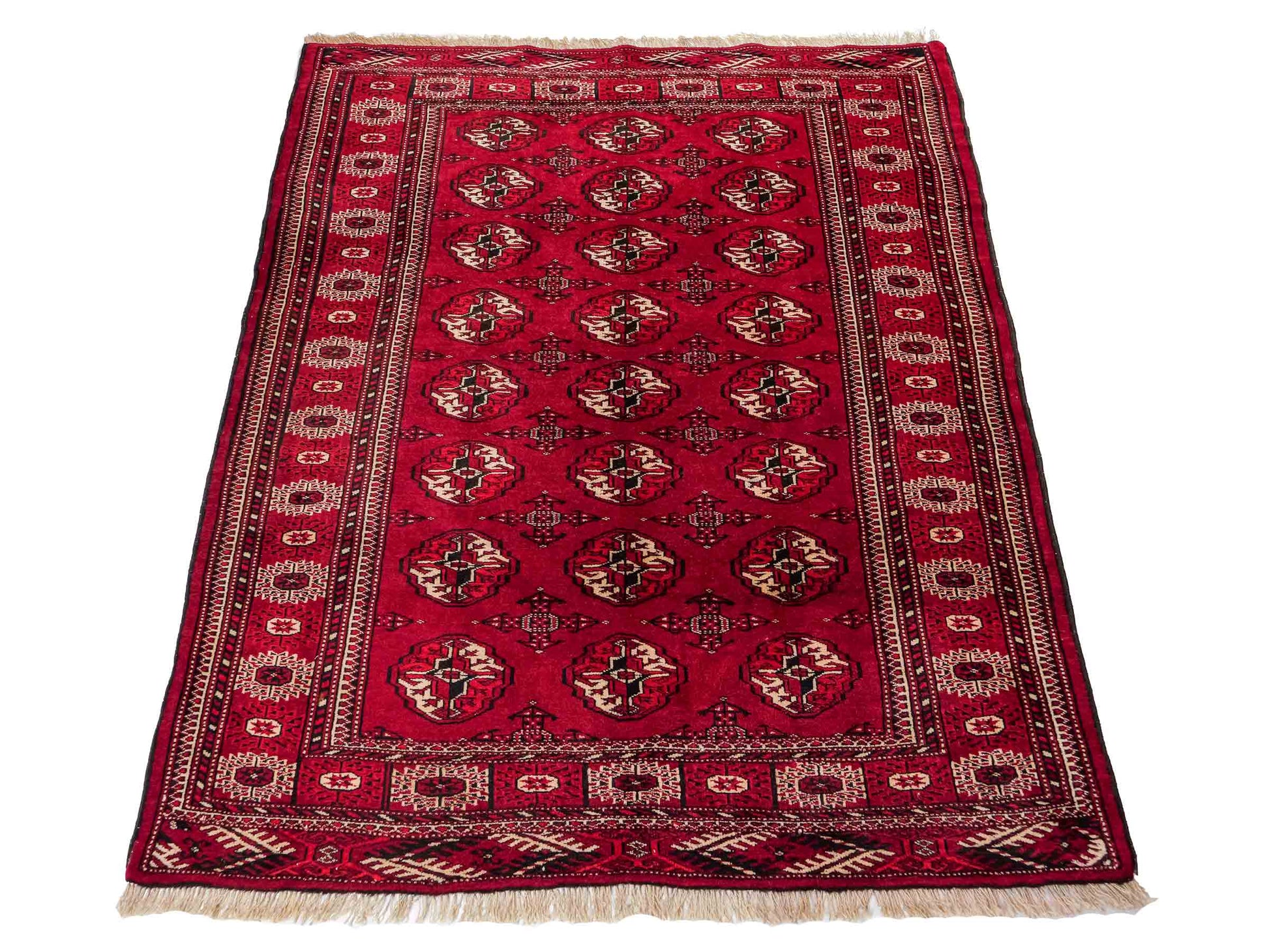 Handgeknüpfter, afghanischer Turkaman Nomadenteppich aus Wolle von Khademi. Größe: 182 x 137 cm. Farbe: Rot. Verkauf durch JUPITER Intl.