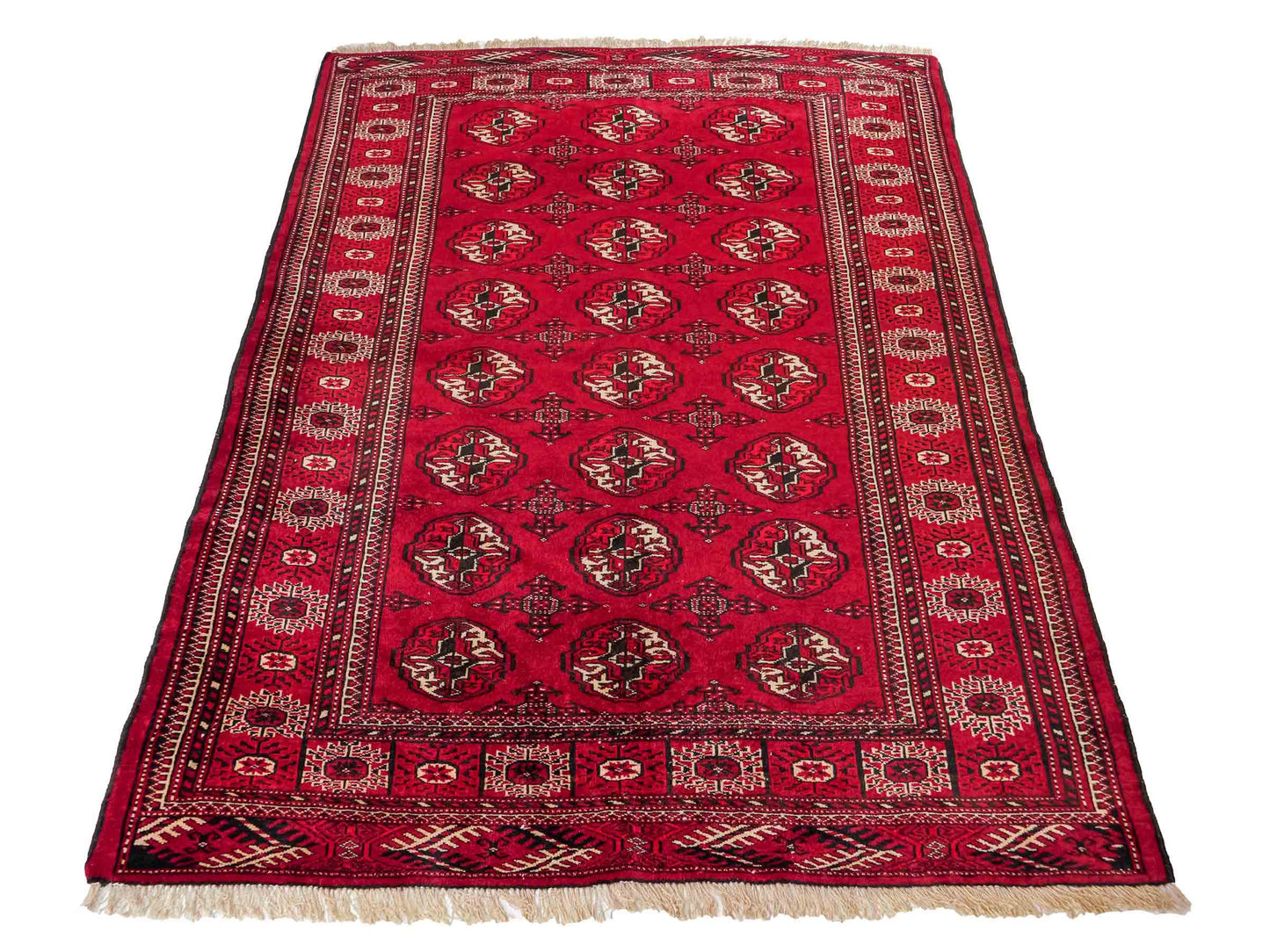 Handgeknüpfter, afghanischer Turkaman Nomadenteppich aus Wolle von Khademi. Größe: 182 x 137 cm. Farbe: Rot. Verkauf durch JUPITER Intl.