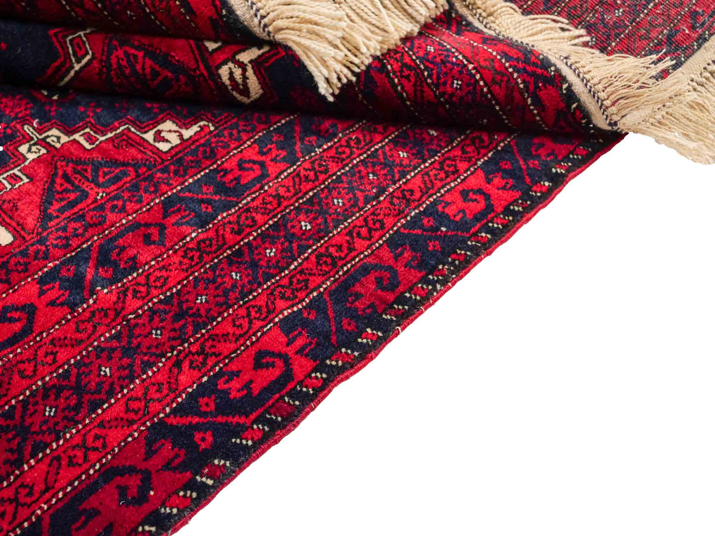 Handgeknüpfter, afghanischer Turkaman Nomadenteppich aus Wolle von Khademi. Größe: 182 x 137 cm. Farbe: Rot. Verkauf durch JUPITER Intl.
