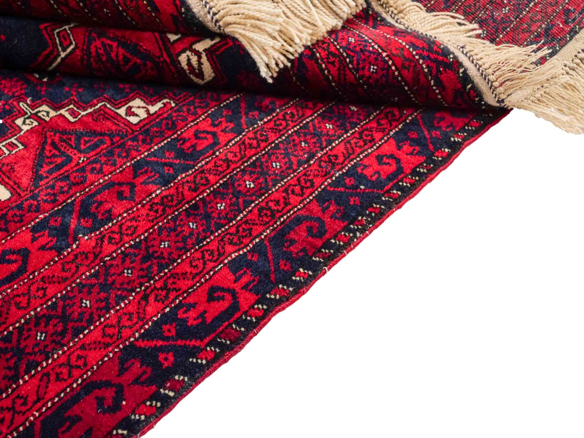 Handgeknüpfter, afghanischer Turkaman Nomadenteppich aus Wolle von Khademi. Größe: 182 x 137 cm. Farbe: Rot. Verkauf durch JUPITER Intl.