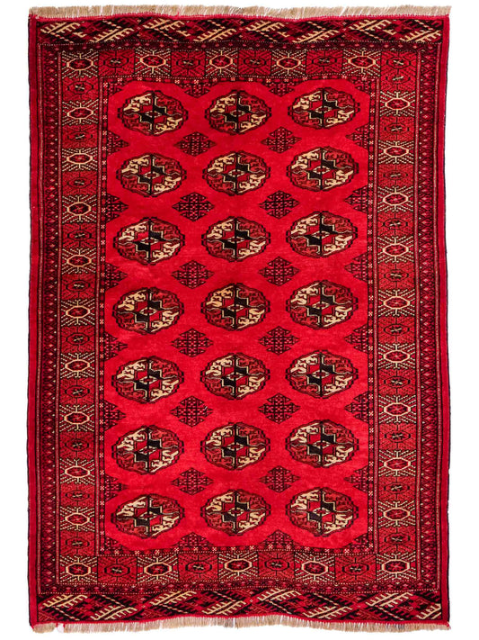 Feiner, handgeknüpfter Afghan Mauri Wollteppich von Khademi. Größe: 152 x 118 cm. Farbe: Rot. Verkauf durch JUPITER Intl.