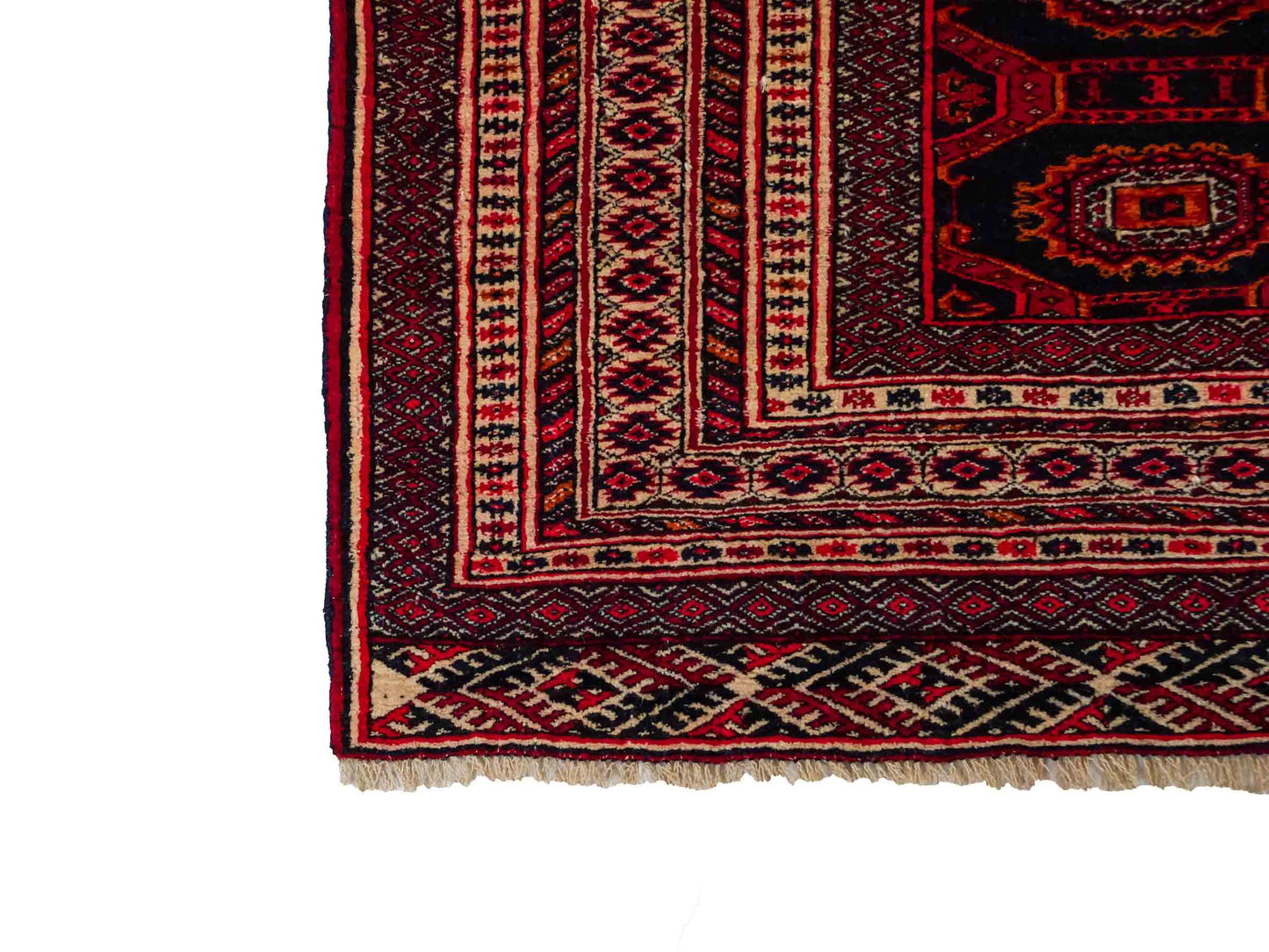 Feiner, handgeknüpfter Afghan Mauri Wollteppich von Khademi. Größe: 177 x 133 cm. Farbe: Rot, blau, cremeweiß. Verkauf durch JUPITER Intl.