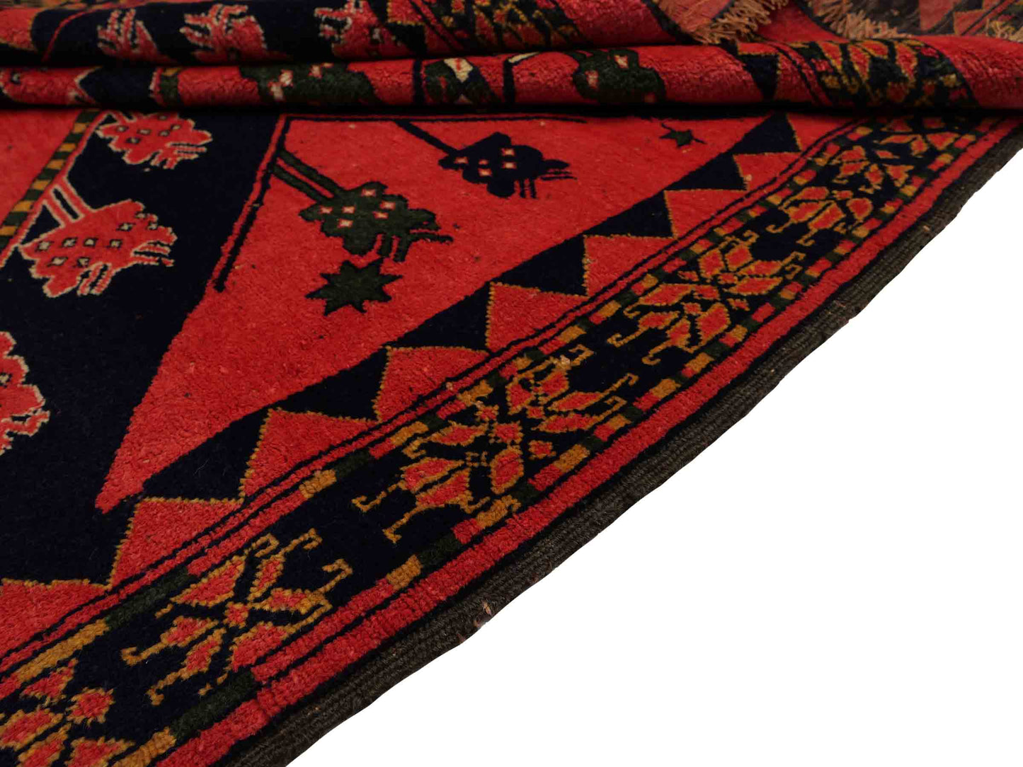 Feiner, handgeknüpfter Afghan Wollteppich von Khademi. Größe: 154 x 126 cm. Farbe: Rot. Verkauf durch JUPITER Intl.