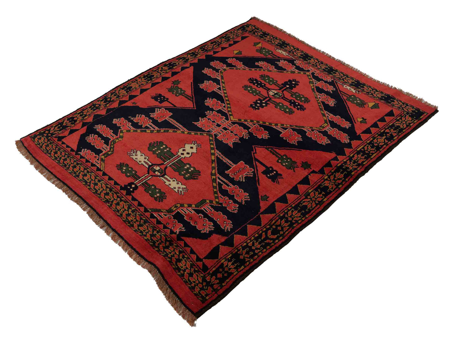 Feiner, handgeknüpfter Afghan Wollteppich von Khademi. Größe: 154 x 126 cm. Farbe: Rot. Verkauf durch JUPITER Intl.