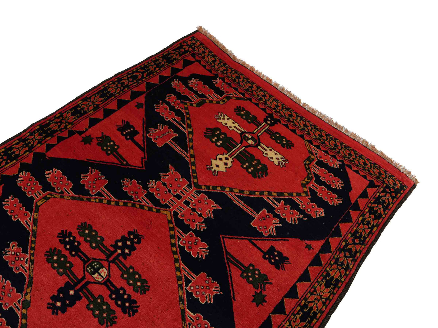 Feiner, handgeknüpfter Afghan Wollteppich von Khademi. Größe: 154 x 126 cm. Farbe: Rot. Verkauf durch JUPITER Intl.