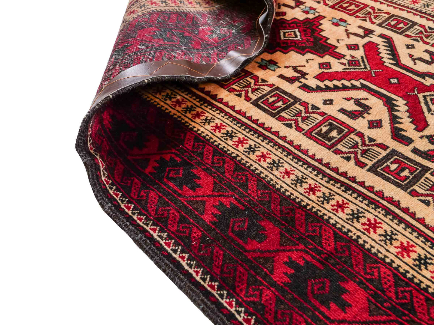 Feiner, handgeknüpfter Afghan Wollteppich von Khademi. Größe: 171 x 92 cm. Farbe: Cremeweiß, rot. Verkauf durch JUPITER Intl.