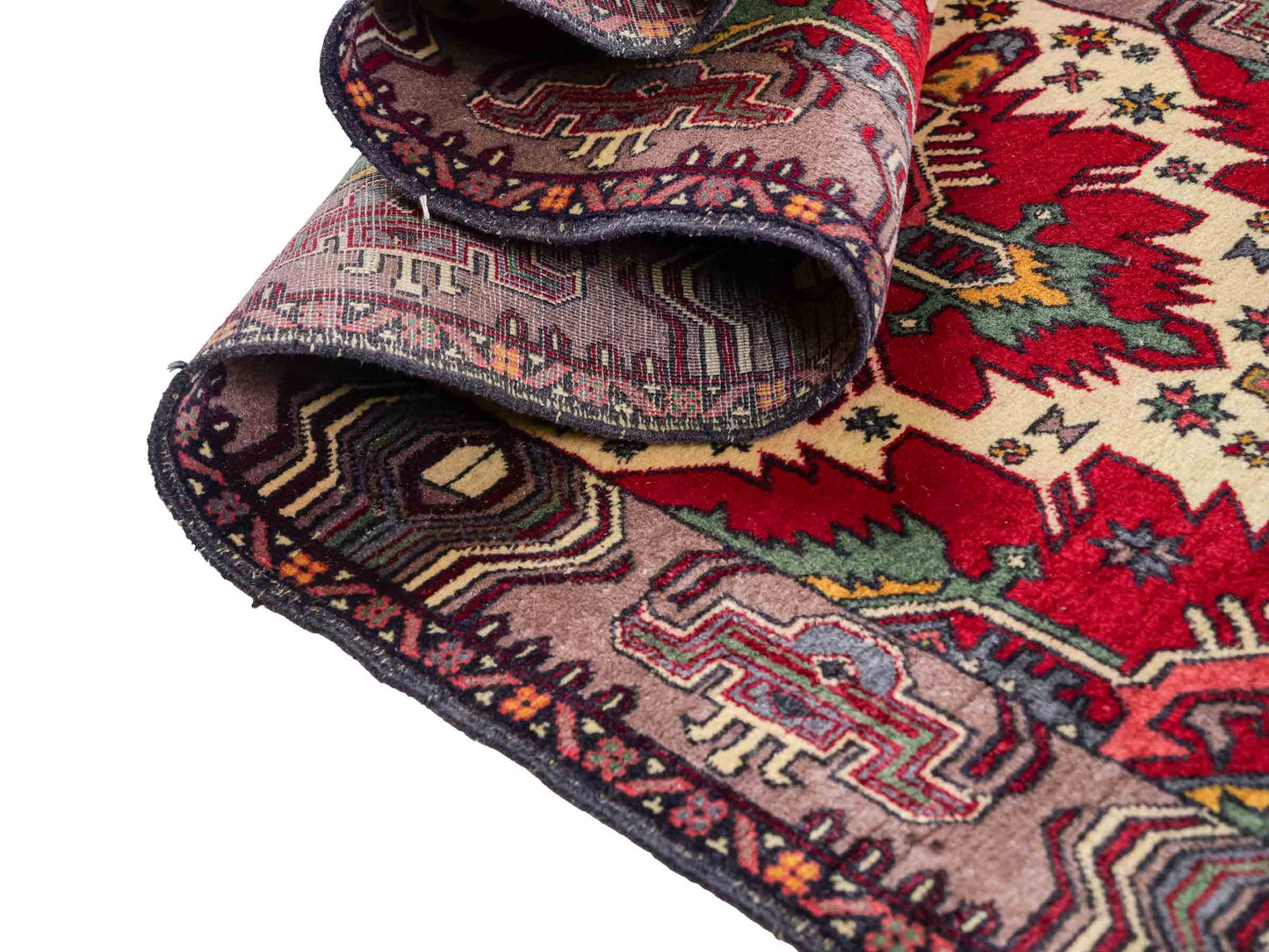 Feiner, handgeknüpfter Afghan Wollteppich von Khademi. Größe: 288 x 80 cm. Farbe: Rot, cremeweiß. Verkauf durch JUPITER Intl.