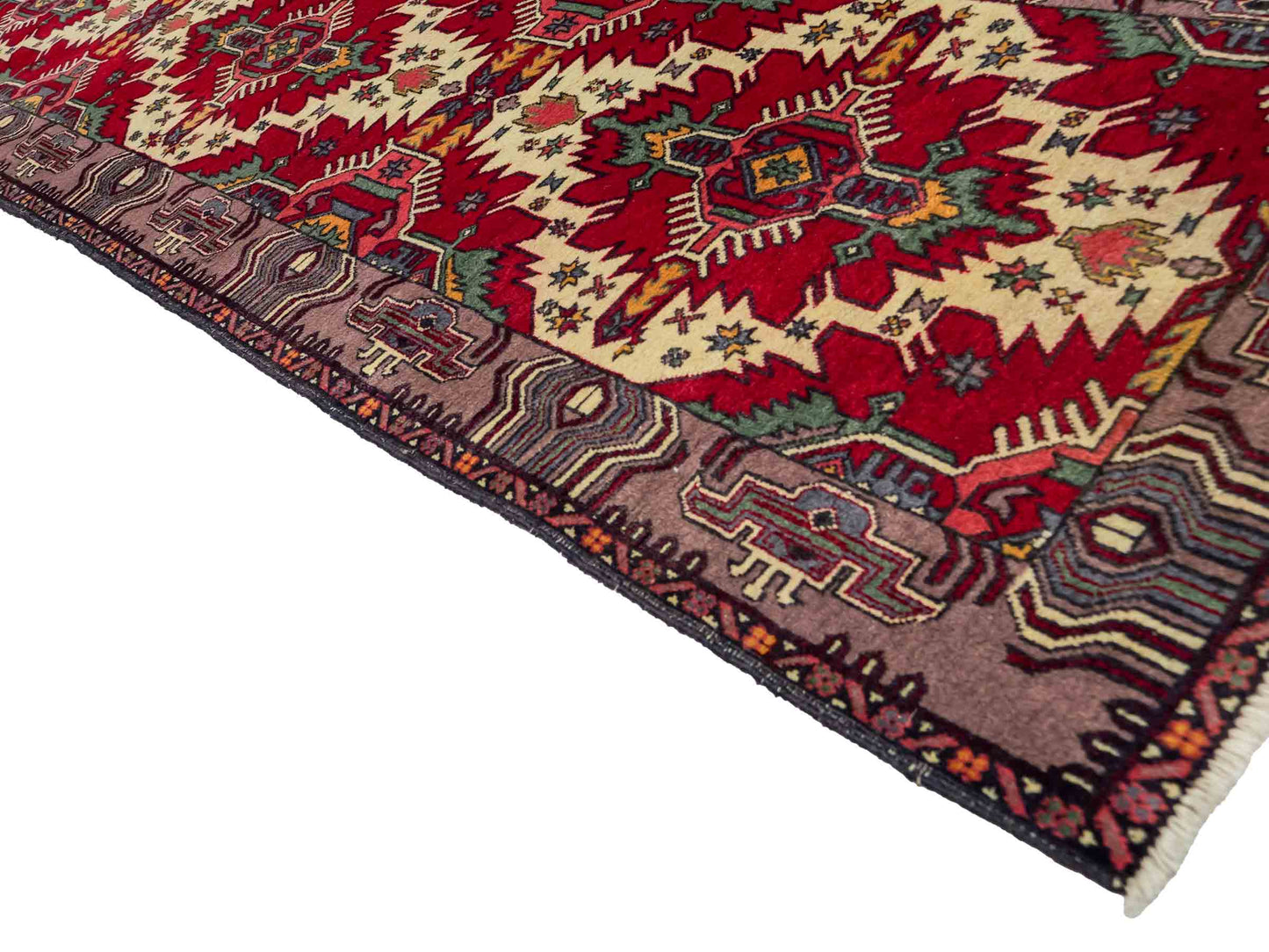 Feiner, handgeknüpfter Afghan Wollteppich von Khademi. Größe: 288 x 80 cm. Farbe: Rot, cremeweiß. Verkauf durch JUPITER Intl.