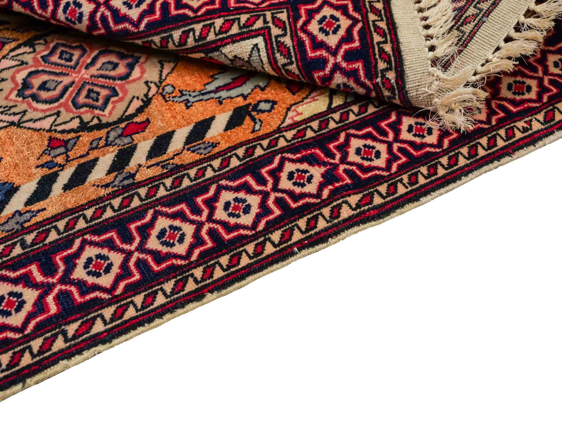 Feiner, handgeknüpfter Afghan Mauri Orientteppich aus Wolle mit Seide von Khademi. Farbe: Beige, gold, blau. Größe: 75 x 60 cm. Vertrieb durch JUPITER Intl.