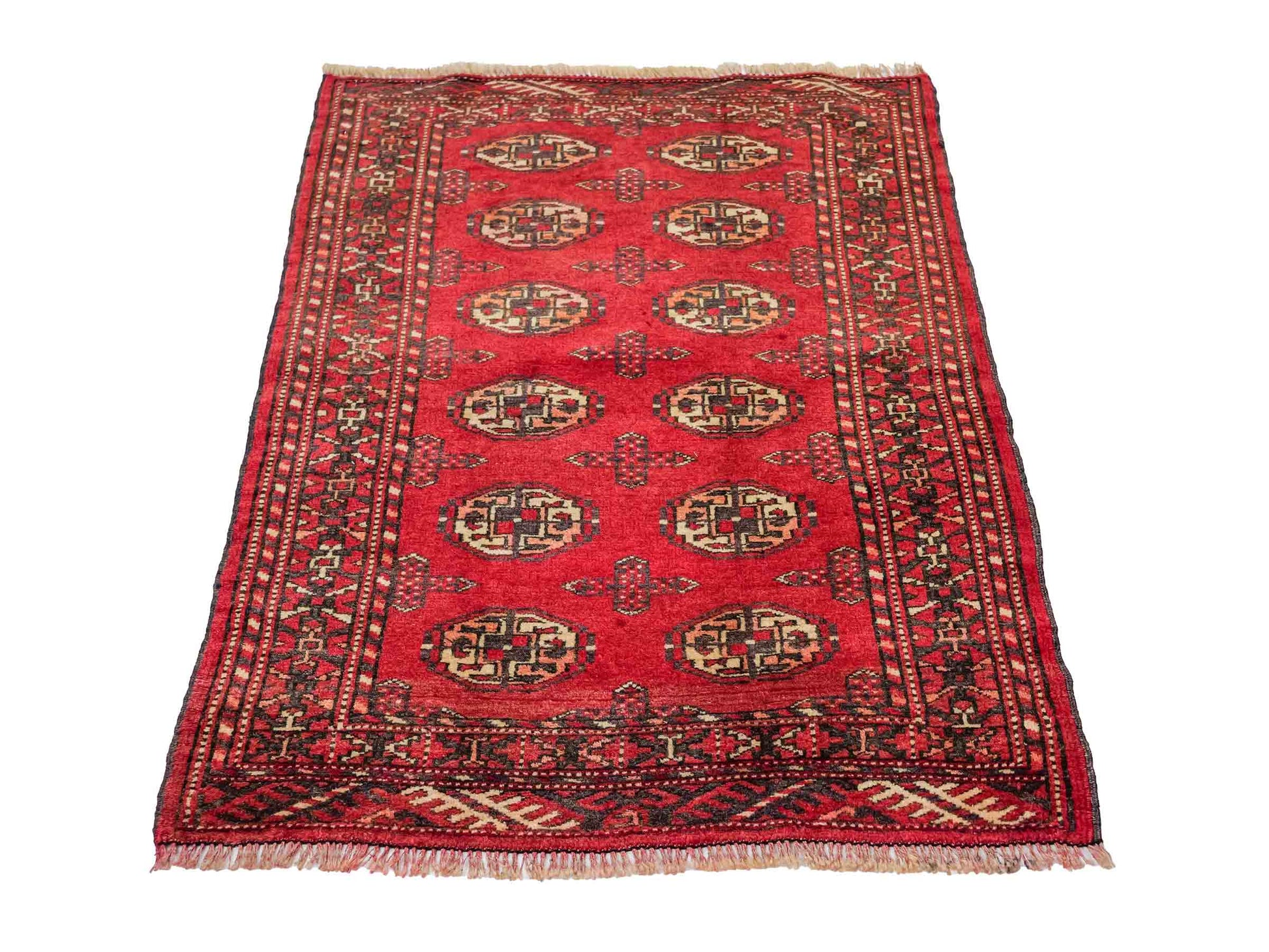 Antiker, handgeknüpfter Afghan Orientteppich aus Wolle von Khademi. Größe: 103 x 73 cm. Farbe: Rot. Verkauf durch JUPITER Intl.