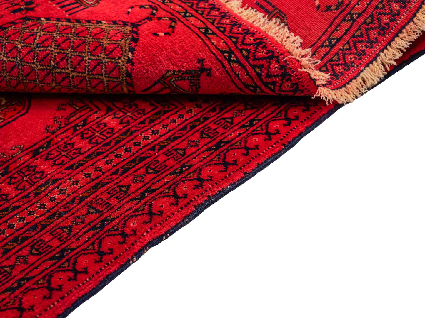 Antiker, handgeknüpfter Afghan Orientteppich aus Wolle von Khademi. Größe: 125 x 76 cm. Farbe: Rot. Verkauf durch JUPITER Intl.