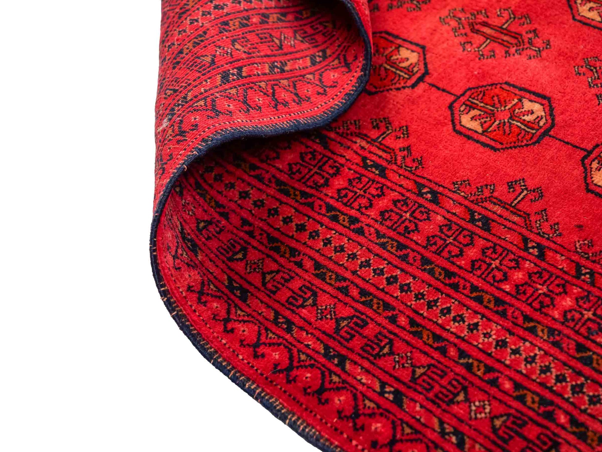 Antiker, handgeknüpfter Afghan Orientteppich aus Wolle von Khademi. Größe: 125 x 76 cm. Farbe: Rot. Verkauf durch JUPITER Intl.