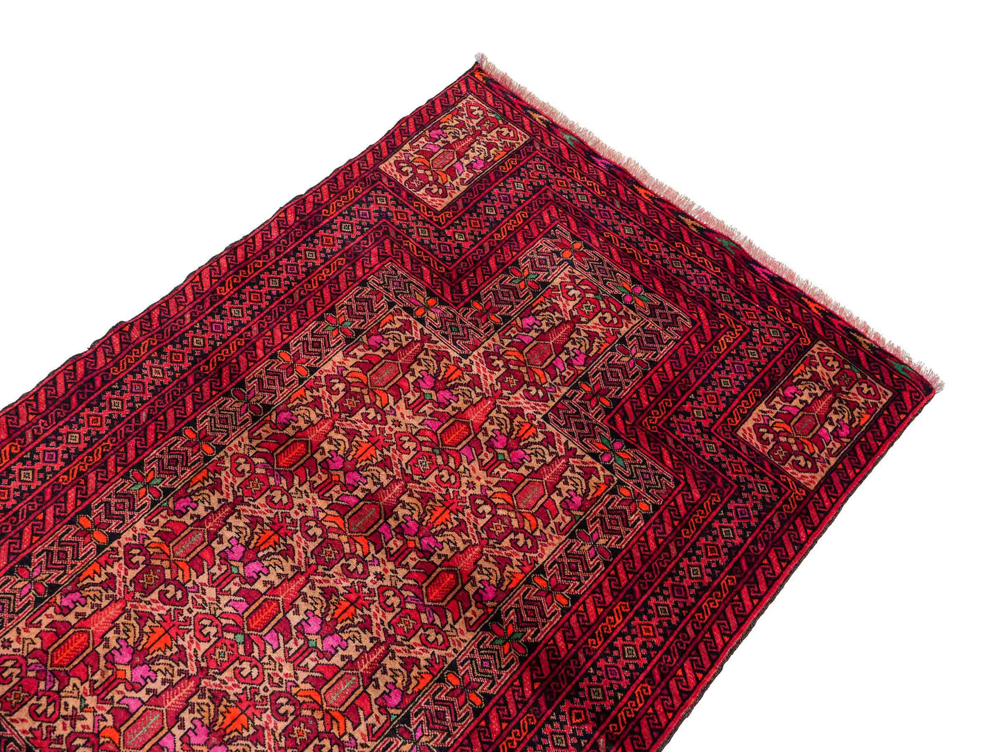 Antiker, handgeknüpfter Afghan Orientteppich aus Wolle von Khademi. Größe: 147 x 95 cm. Farbe: Rot. Verkauf durch JUPITER Intl.