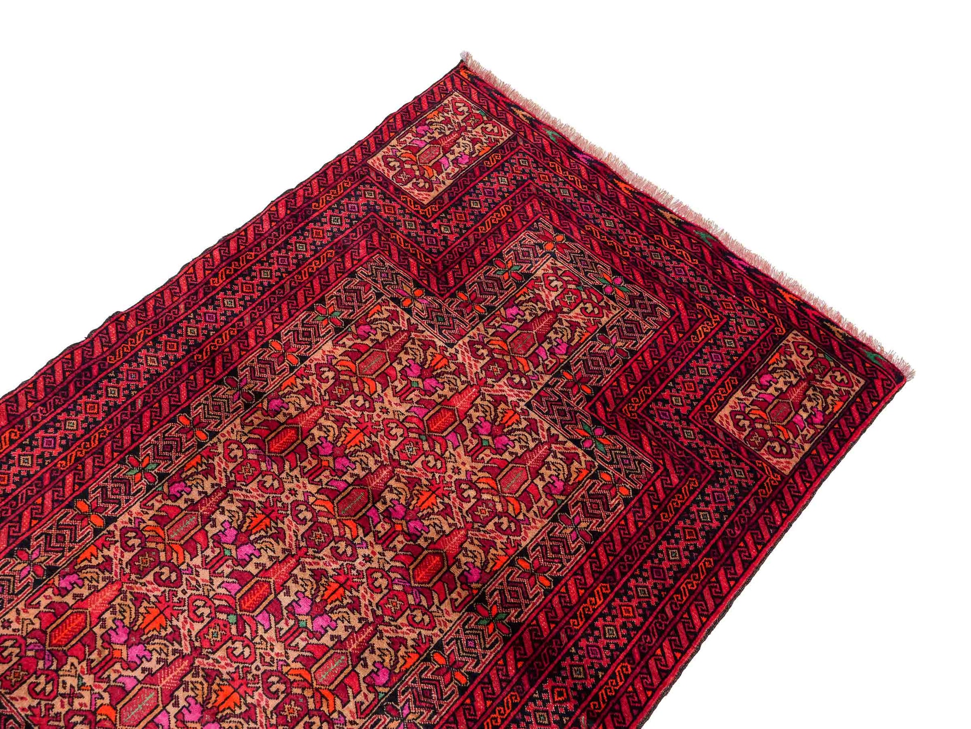 Antiker, handgeknüpfter Afghan Orientteppich aus Wolle von Khademi. Größe: 147 x 95 cm. Farbe: Rot. Verkauf durch JUPITER Intl.