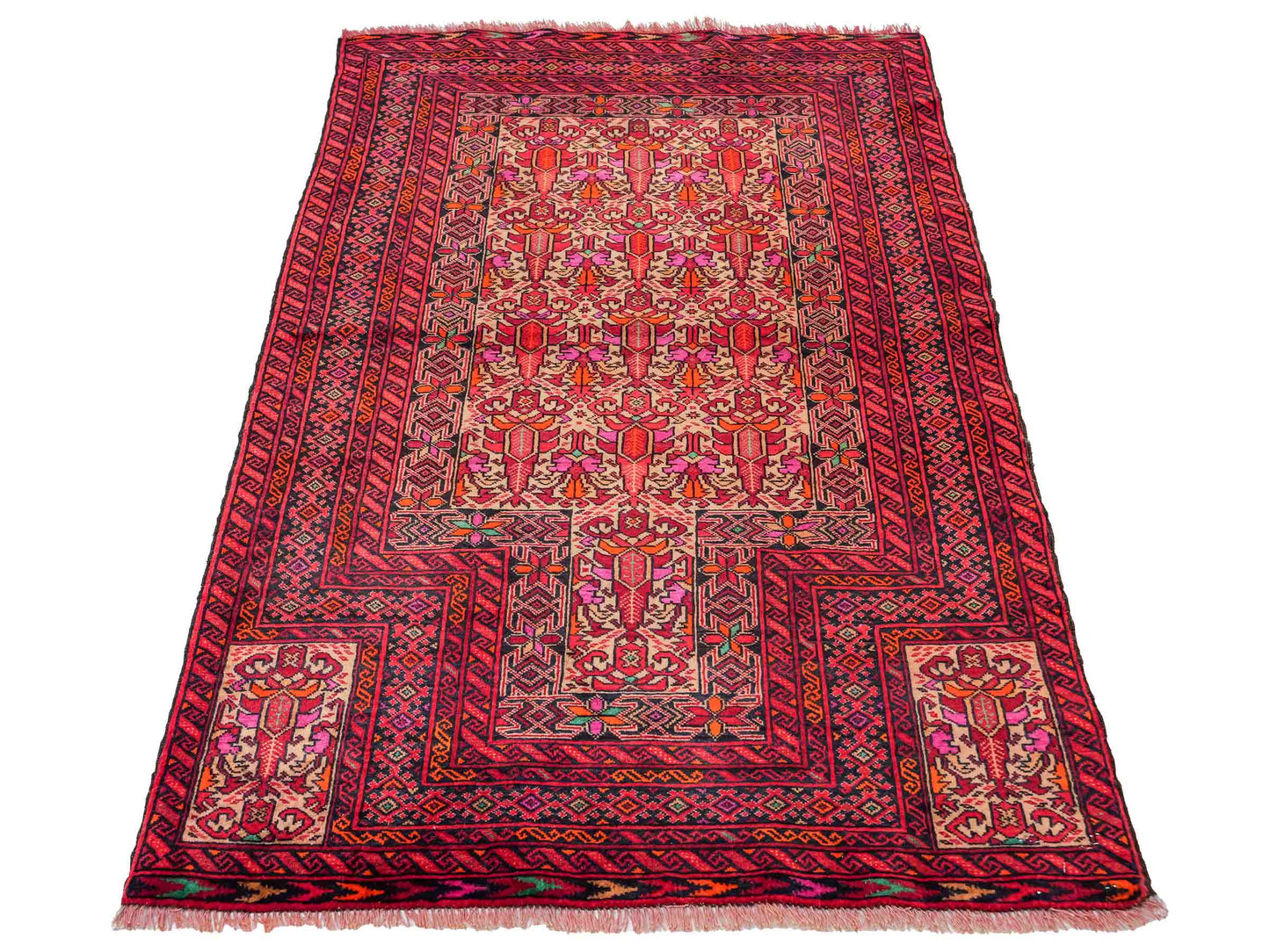 Antiker, handgeknüpfter Afghan Orientteppich aus Wolle von Khademi. Größe: 147 x 95 cm. Farbe: Rot. Verkauf durch JUPITER Intl.