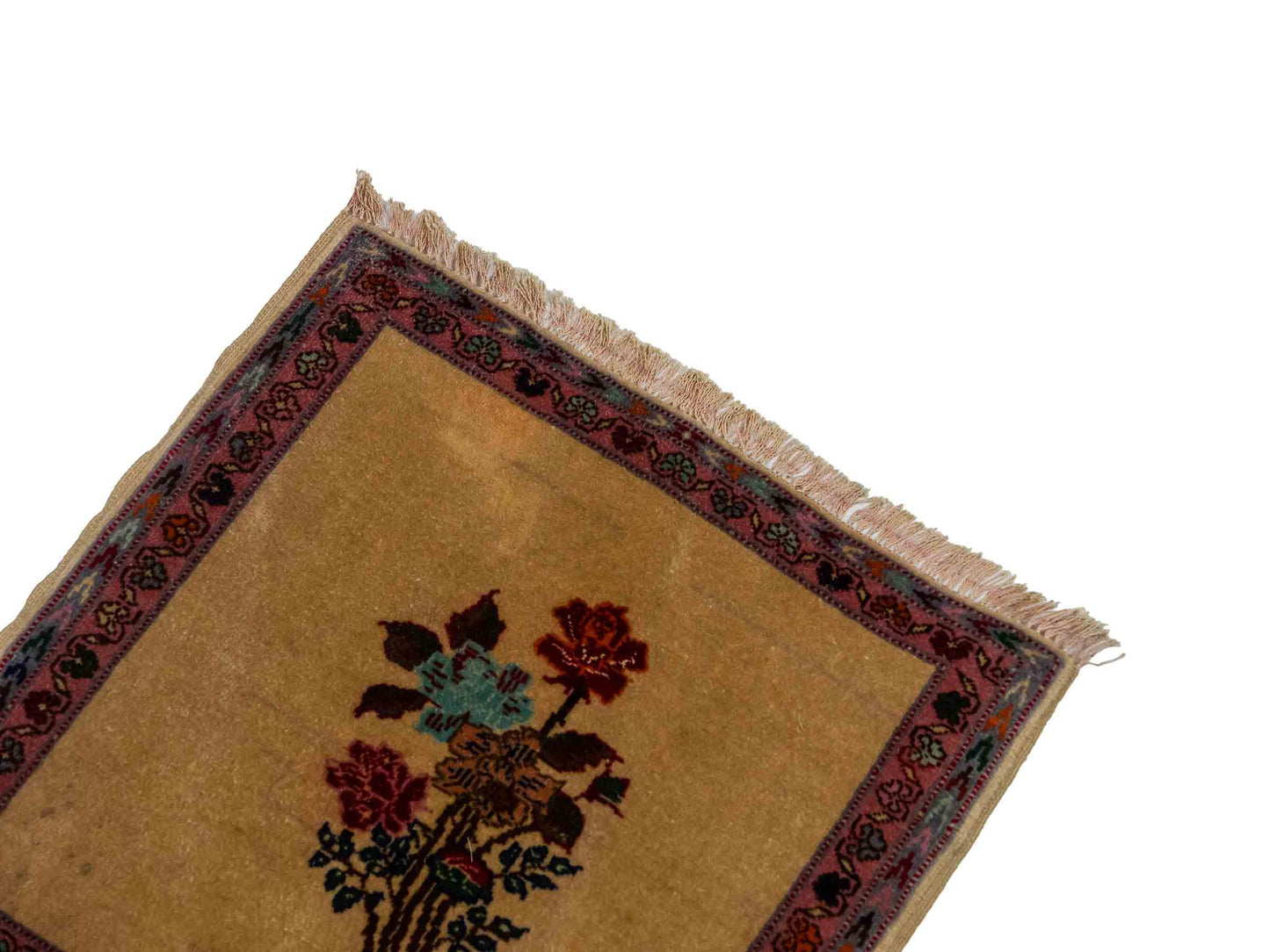 Antiker, handgeknüpfter Afghan Orientteppich aus Wolle von Khademi. Größe: 40 x 40 cm. Farbe: Beige. Verkauf durch JUPITER Intl.