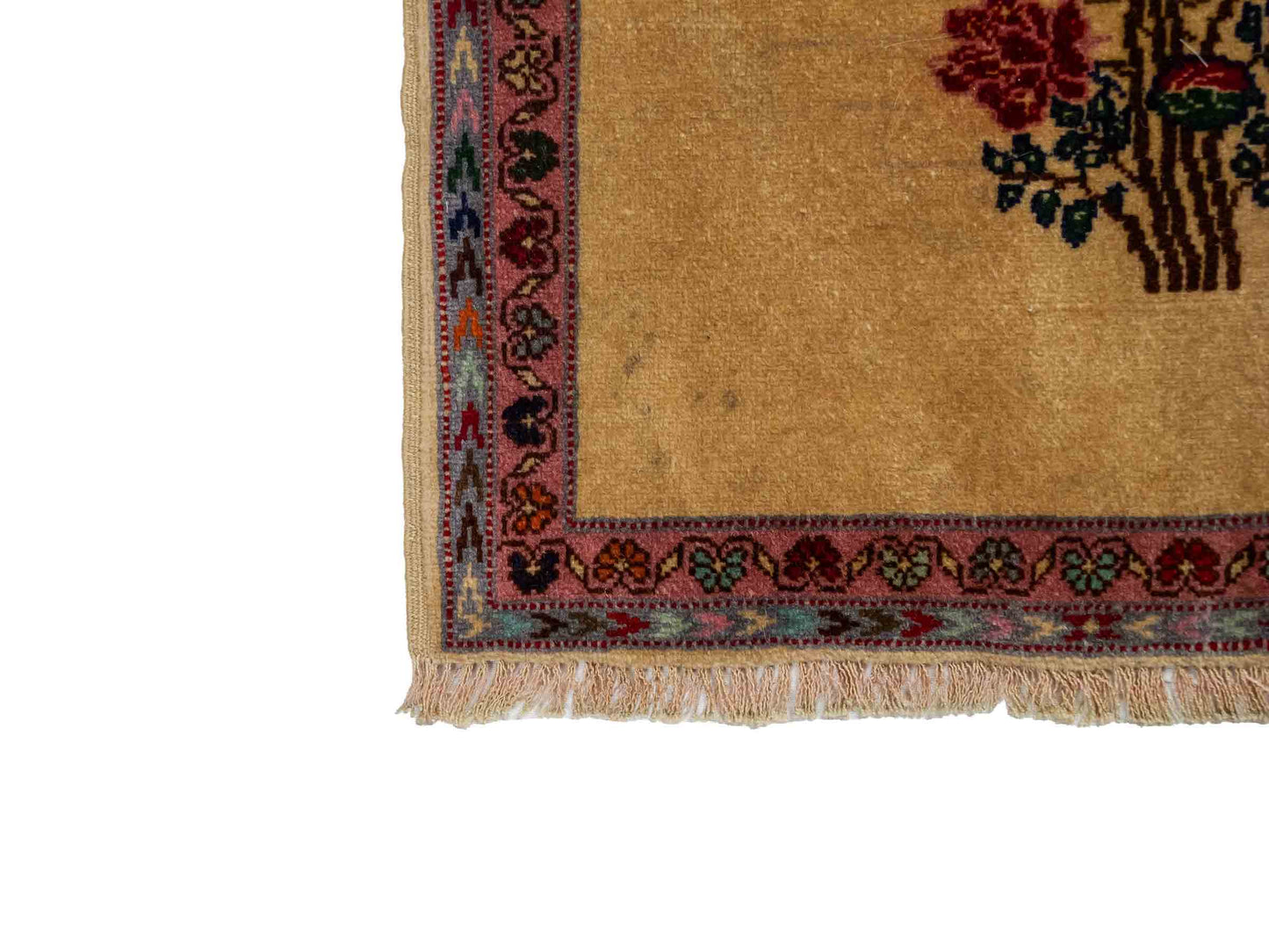 Antiker, handgeknüpfter Afghan Orientteppich aus Wolle von Khademi. Größe: 40 x 40 cm. Farbe: Beige. Verkauf durch JUPITER Intl.