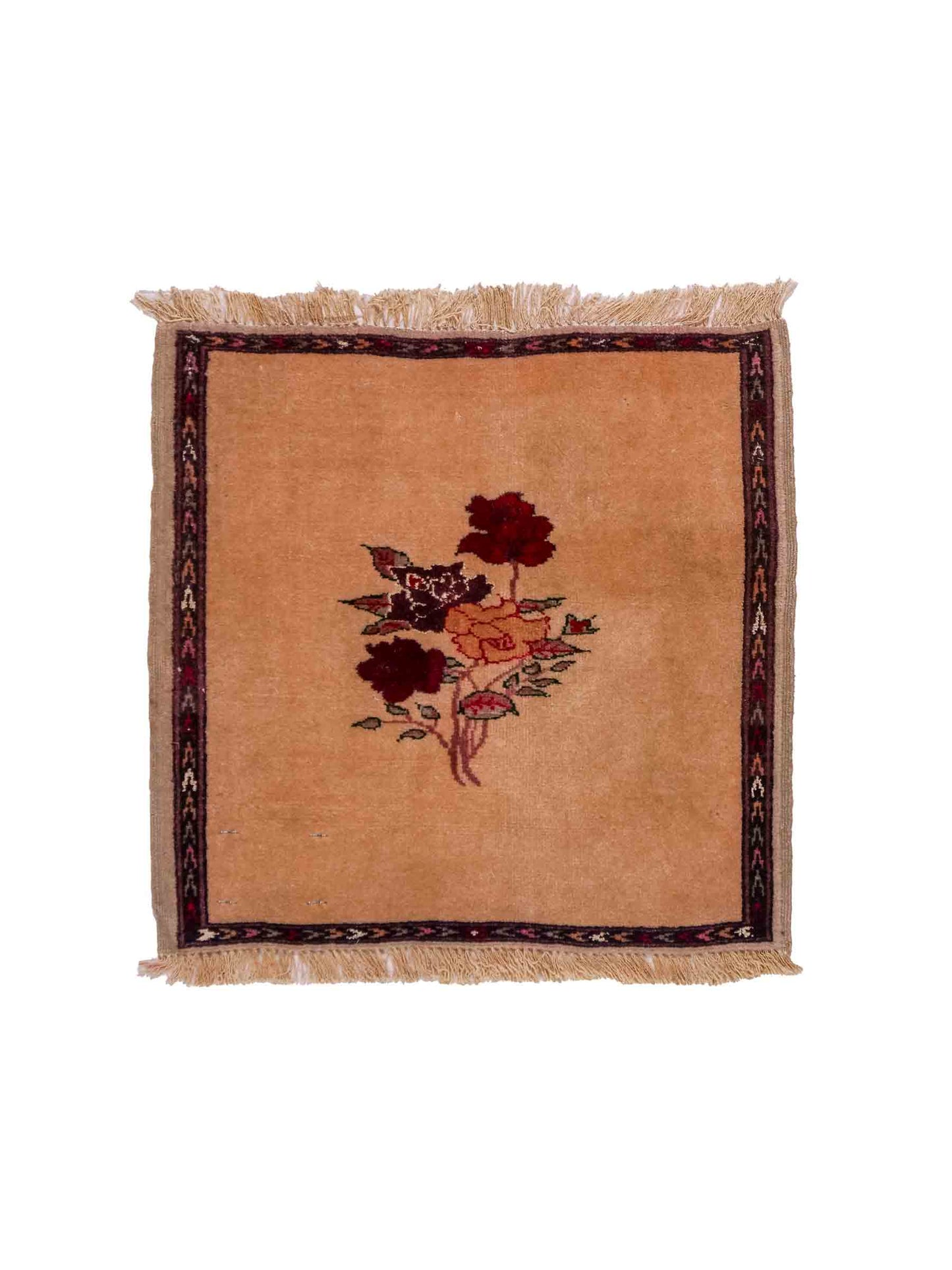 Antiker, handgeknüpfter Afghan Orientteppich aus Wolle von Khademi. Größe: 40 x 40 cm. Farbe: Beige. Verkauf durch JUPITER Intl.