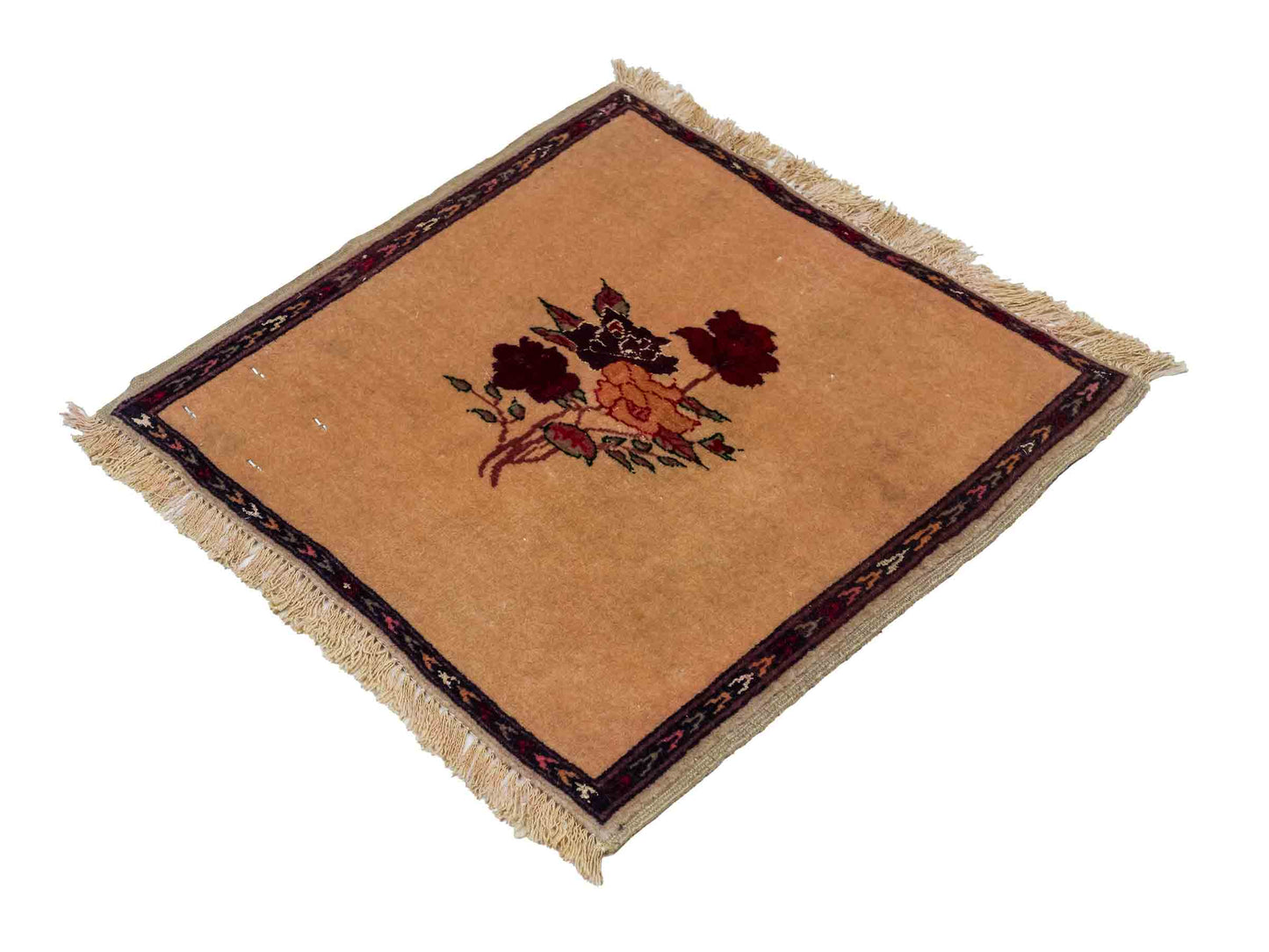 Antiker, handgeknüpfter Afghan Orientteppich aus Wolle von Khademi. Größe: 40 x 40 cm. Farbe: Beige. Verkauf durch JUPITER Intl.