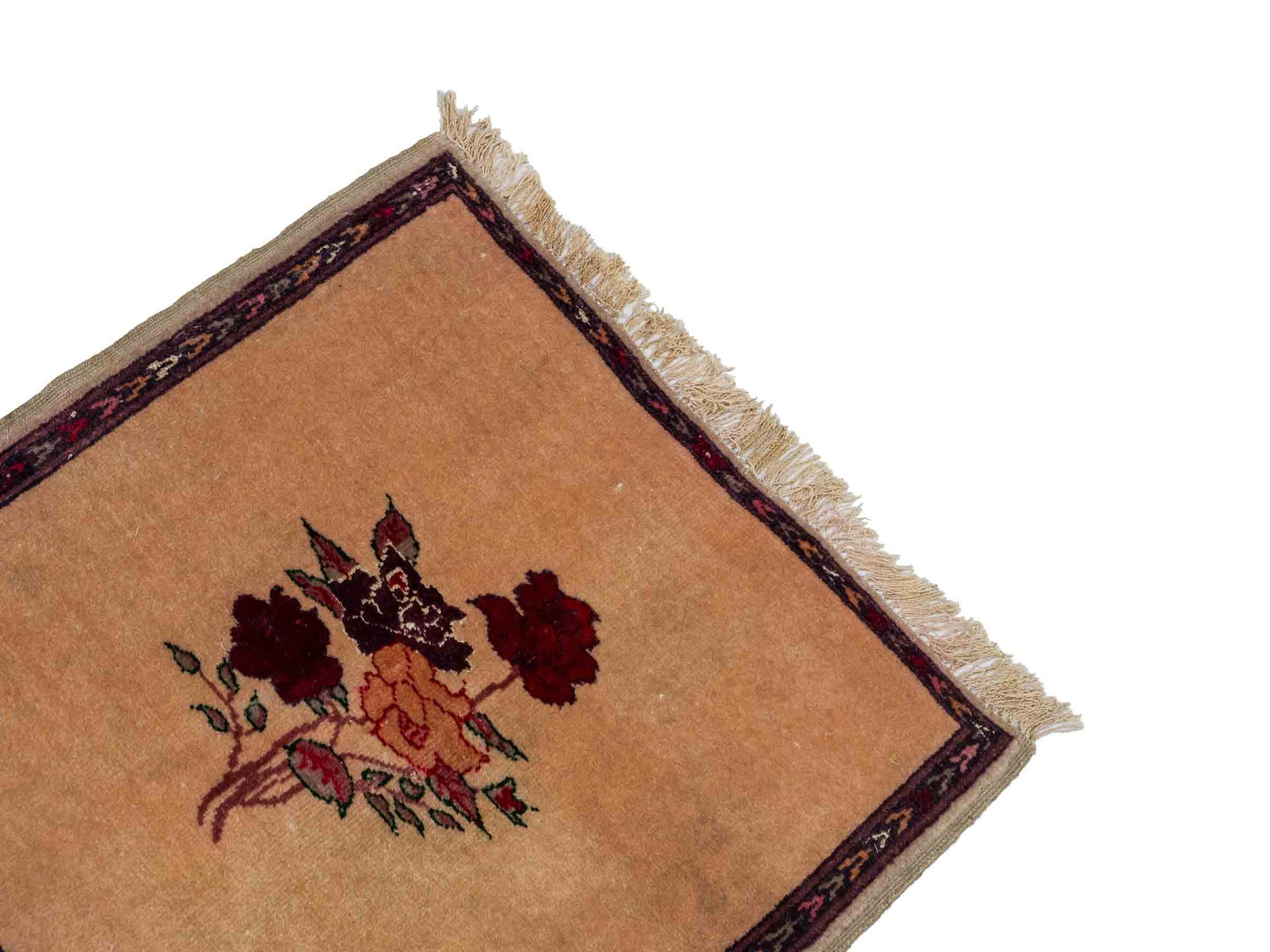 Antiker, handgeknüpfter Afghan Orientteppich aus Wolle von Khademi. Größe: 40 x 40 cm. Farbe: Beige. Verkauf durch JUPITER Intl.