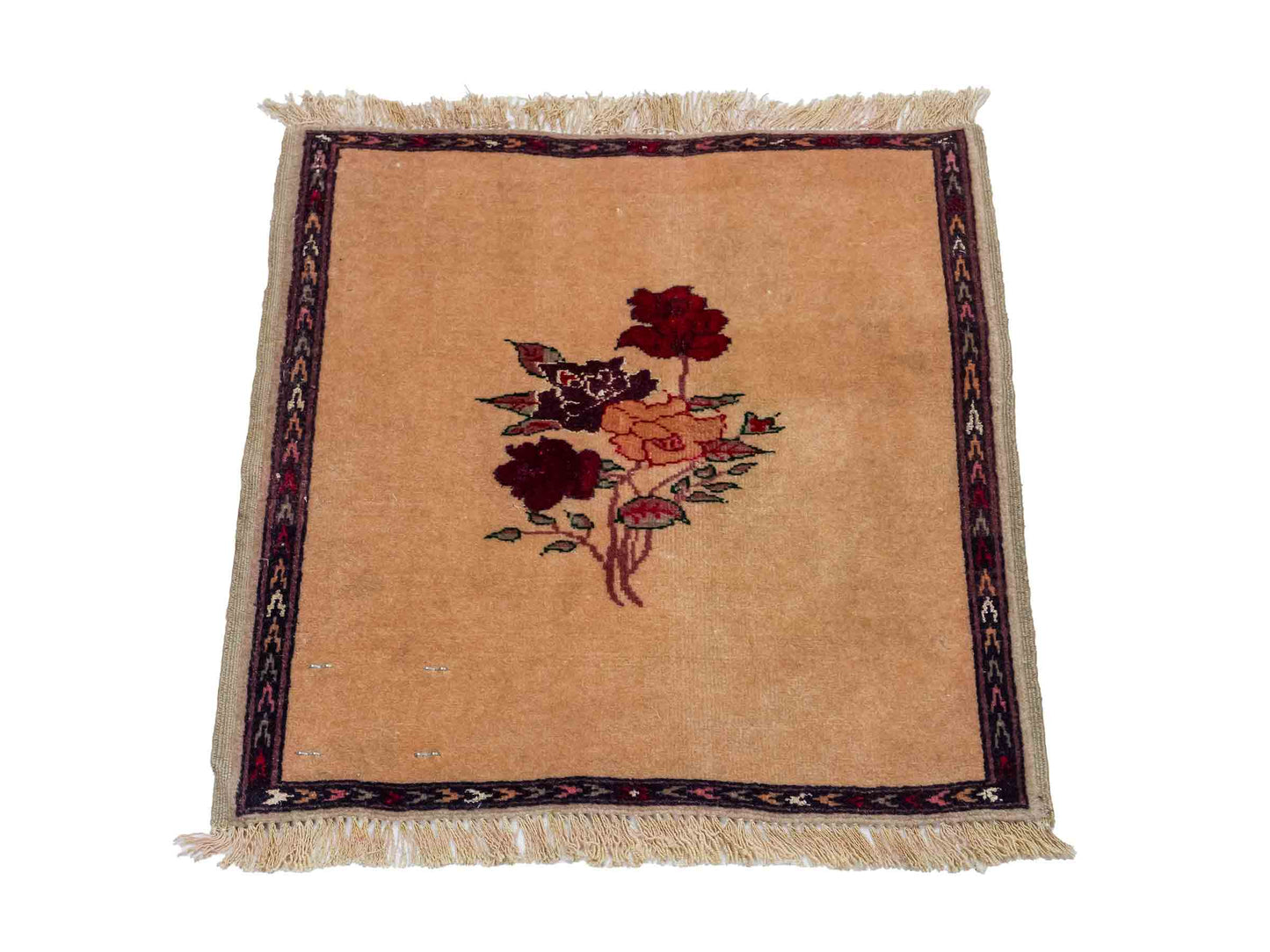 Antiker, handgeknüpfter Afghan Orientteppich aus Wolle von Khademi. Größe: 40 x 40 cm. Farbe: Beige. Verkauf durch JUPITER Intl.