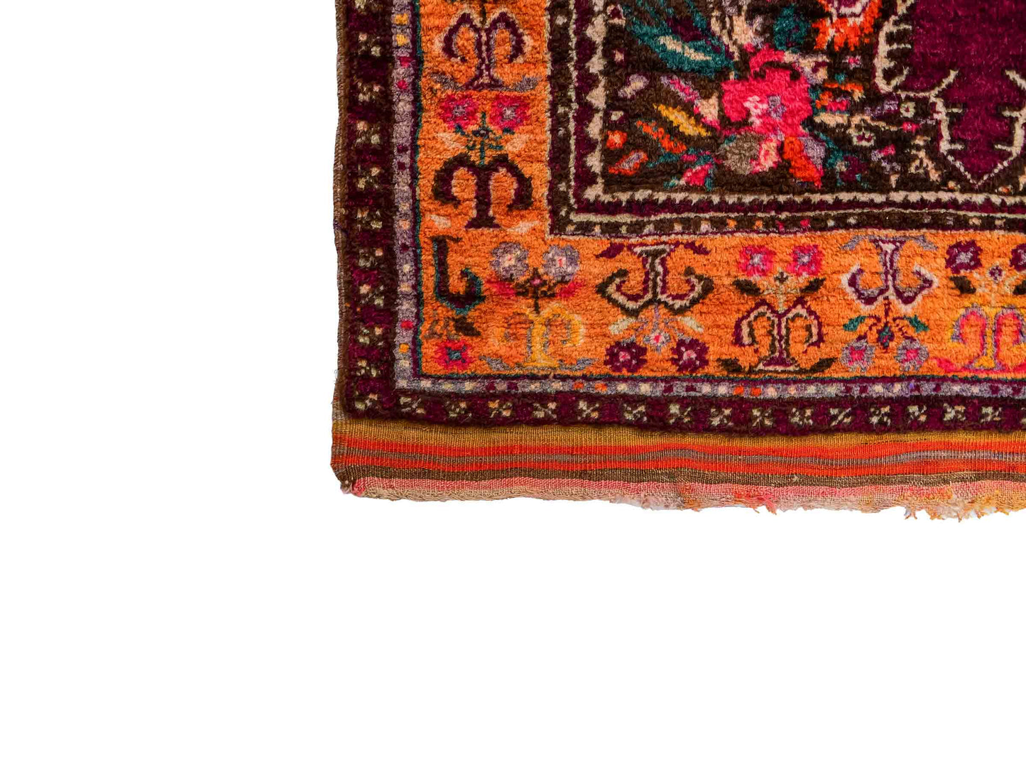 Handgeknüpfter, antiker Russia Orientteppich aus Wolle von Khademi. Farbe: Violett, lila, gelb. Größe: 202 x 113 cm. Vertrieb durch JUPITER Intl.