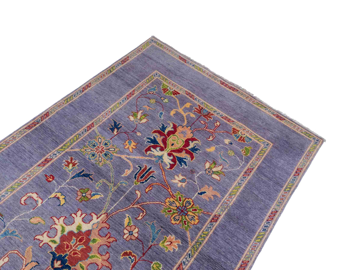 Feiner, handgeknüpfter Design Ziegler Chobi Orientteppich aus reiner Wolle mit geometrischem Feldmuster und figuralen Details von Khademi. Größe: 182 x 121 cm. Farbe: Graublau. RB3-B2662. Ursprung: Afghanistan. Verkauf durch JUPITER Intl.