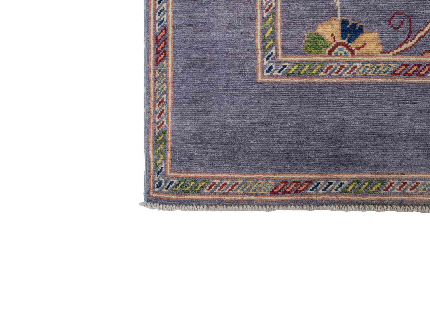 Feiner, handgeknüpfter Design Ziegler Chobi Orientteppich aus reiner Wolle mit geometrischem Feldmuster und figuralen Details von Khademi. Größe: 182 x 121 cm. Farbe: Graublau. RB3-B2662. Ursprung: Afghanistan. Verkauf durch JUPITER Intl.