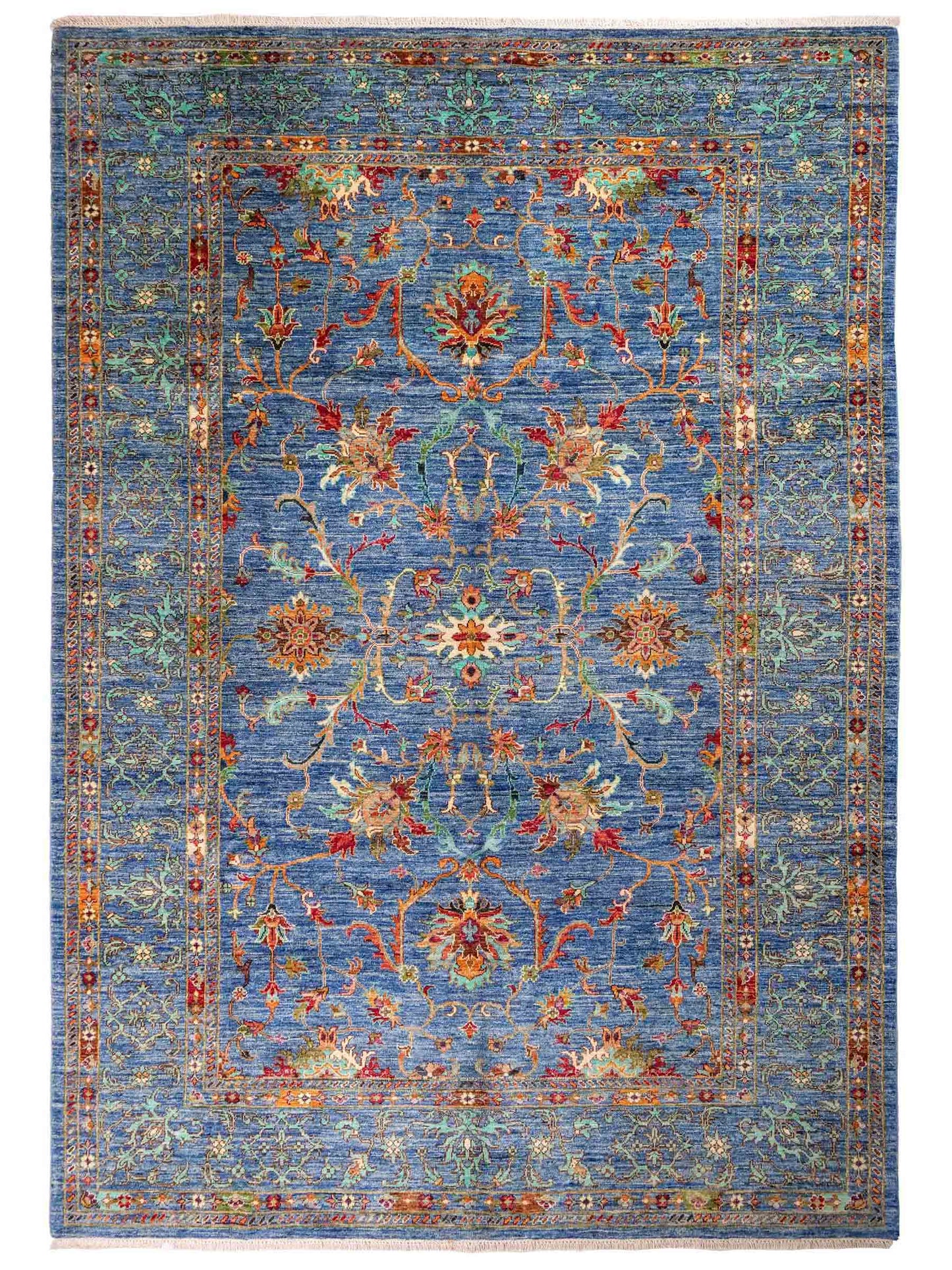 Feiner, handgeknüpfter Design Ziegler Chobi Orientteppich aus reiner Wolle mit Allover-Muster von Khademi. Größe: 298 x 208 cm. Farbe: Blau. RB3-5396. Ursprung: Afghanistan. Verkauf durch JUPITER Intl.