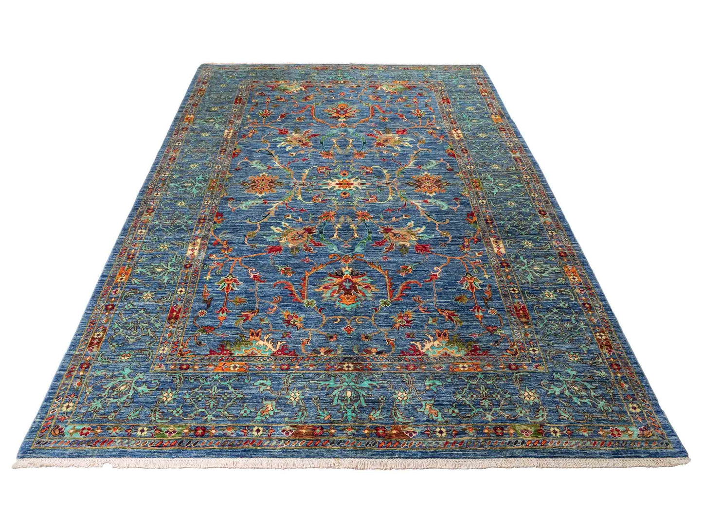 Feiner, handgeknüpfter Design Ziegler Chobi Orientteppich aus reiner Wolle mit Allover-Muster von Khademi. Größe: 298 x 208 cm. Farbe: Blau. RB3-5396. Ursprung: Afghanistan. Verkauf durch JUPITER Intl.
