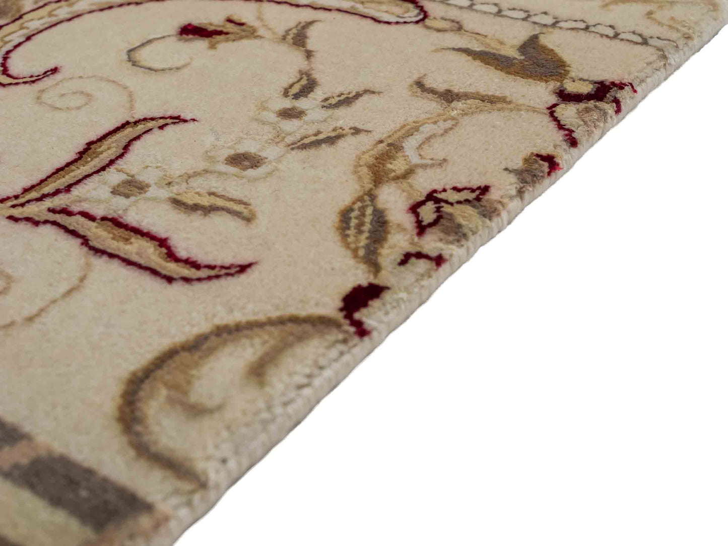 Sehr feiner, handgeknüpfter Khademi Orientteppich mit Haj Jalili Design aus Wolle mit Viskose, weiß, creme, rot. 40x39 cm. Verkauf durch Jupiter Intl.