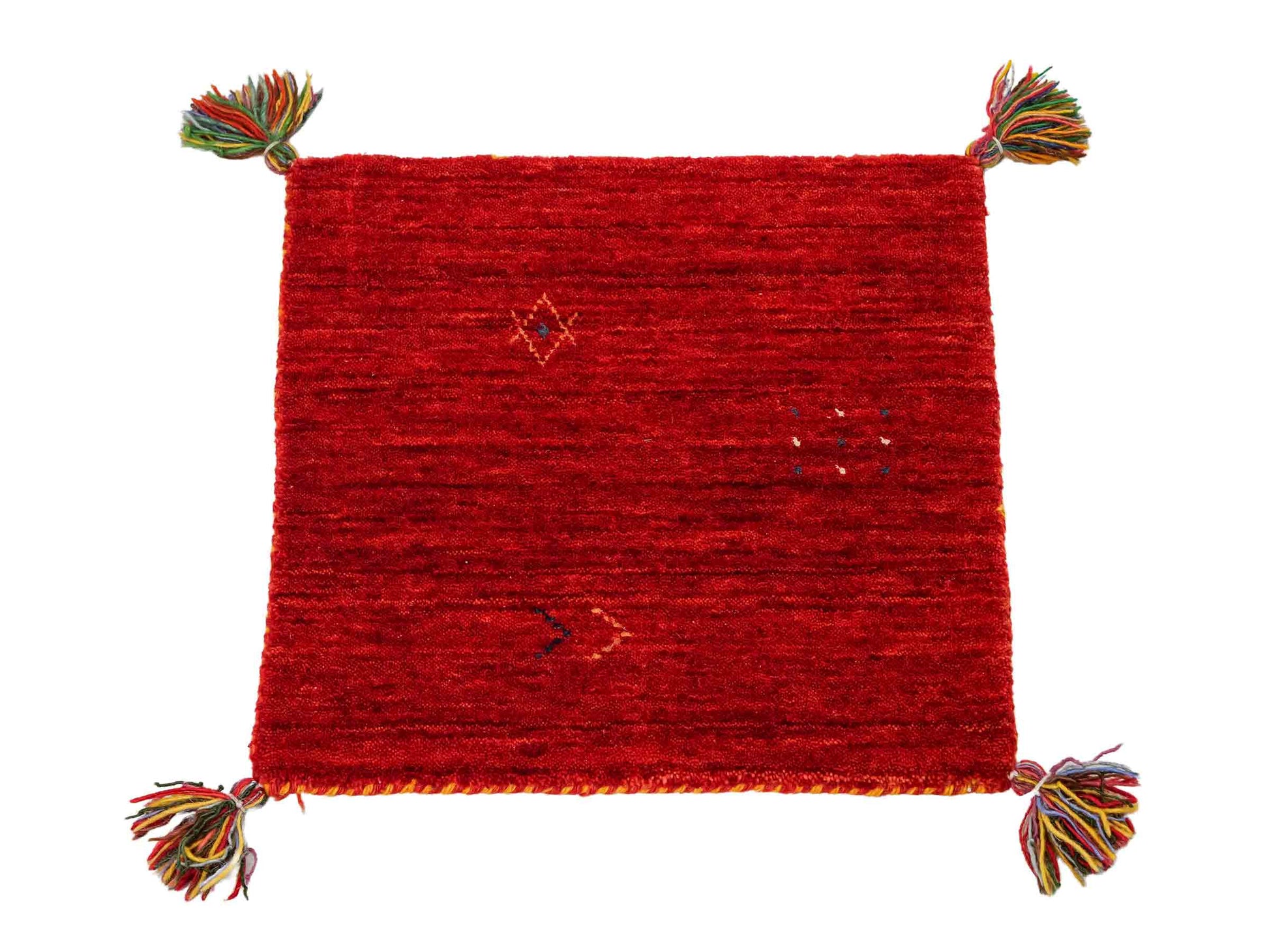 Feiner, handgeknüpfter Indo Lori Orientteppich aus Wolle von Khademi, rot. 40x40 cm. Verkauf durch Jupiter Intl.