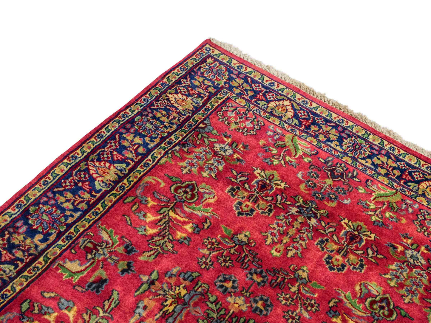 Handgeknüpfter, indischer Orientteppich mit Sarough Design von Khademi aus Wolle, rot. 172x116 cm. Verkauf durch Jupiter Intl.